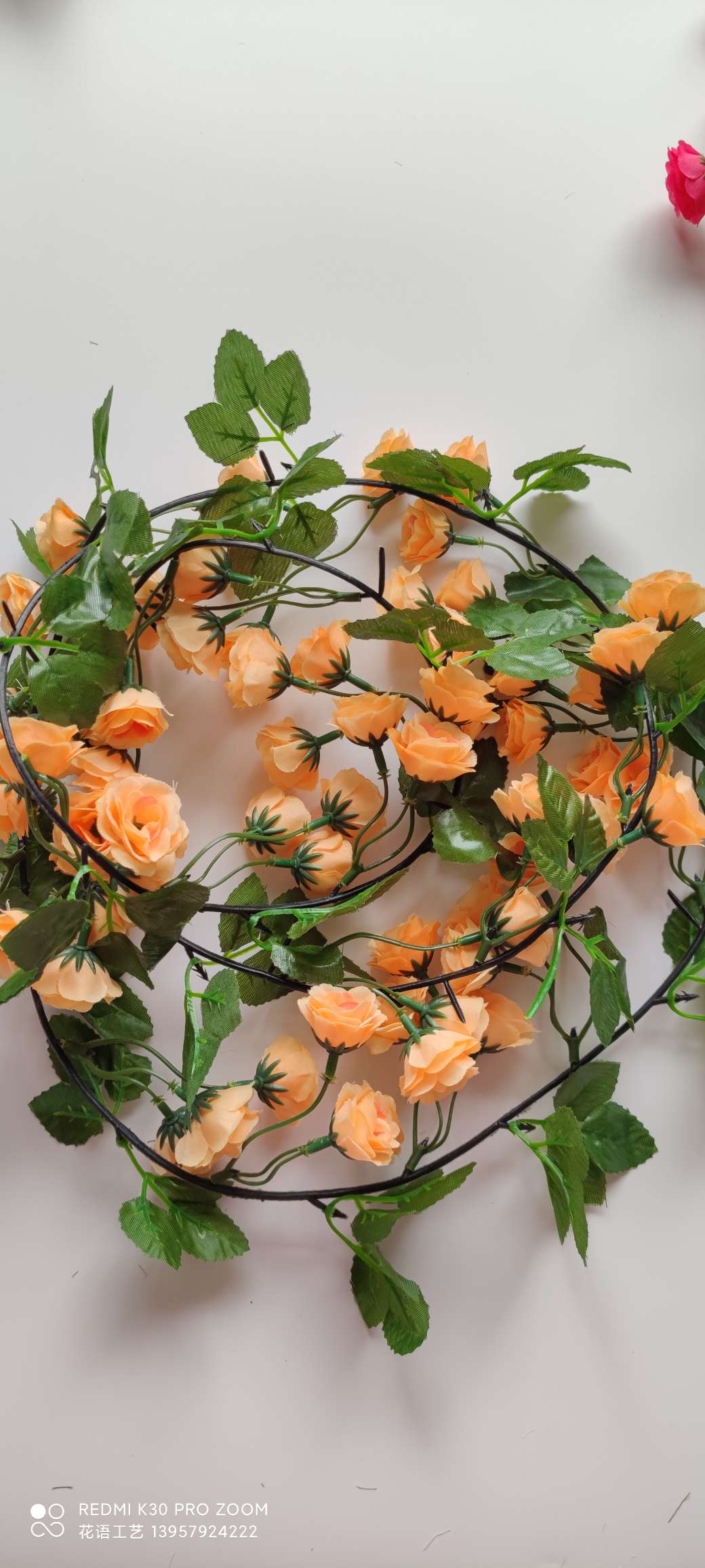 Artificial cherry blossom rattan, artificial flower rattan, wedding furniture, decoration, air conditioning, water pipe winding, Amazon cross-border supply, fake detail image 7