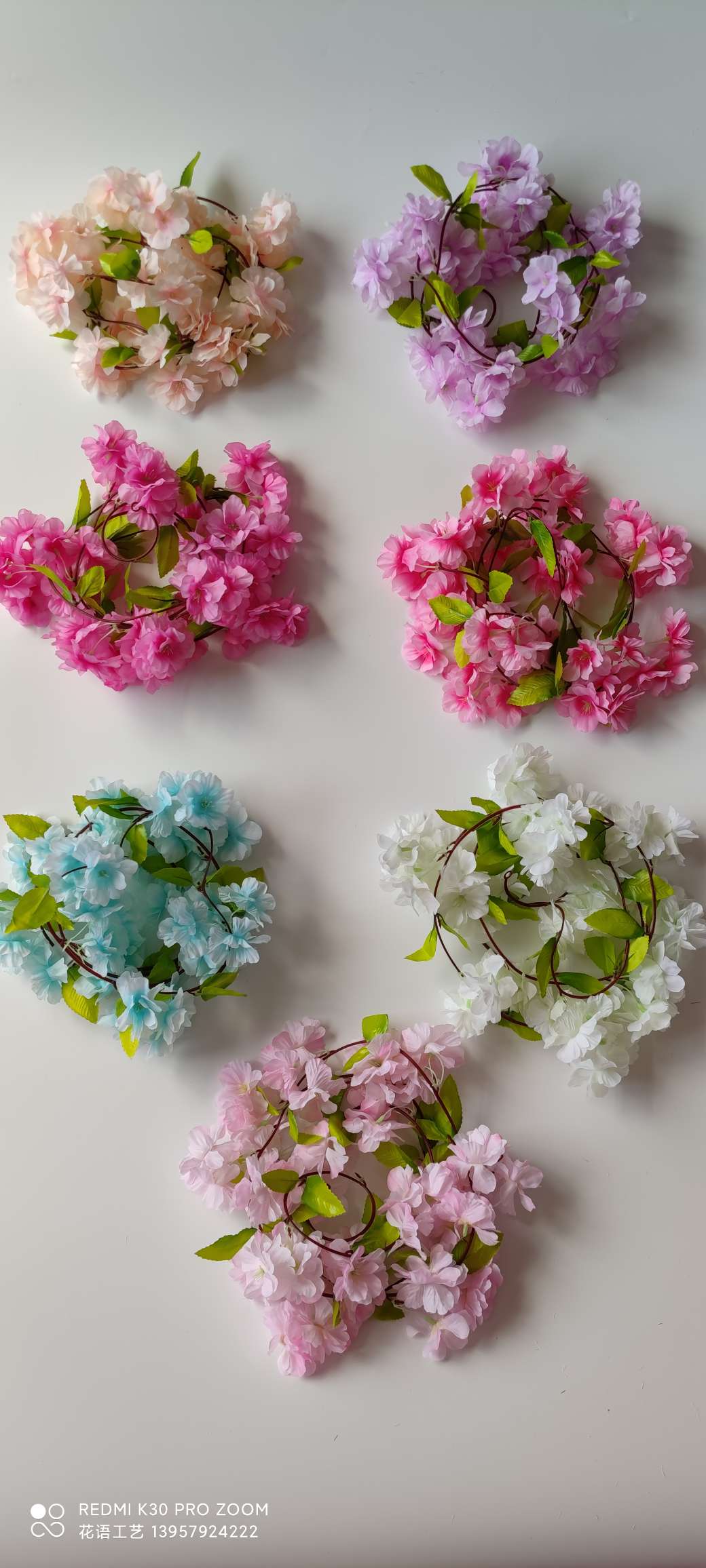 Supply cherry blossom vine artificial plant flower vines for wedding decoration, indoor home encryption, artificial cherry blossom vines Item Picture