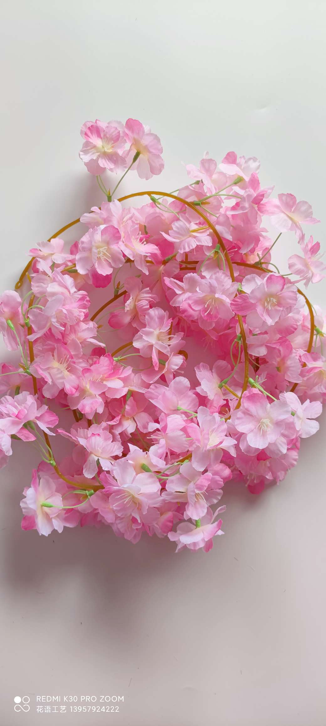 Supply cherry blossom vine artificial plant flower vines for wedding decoration, indoor home encryption, artificial cherry blossom vines detail image 13