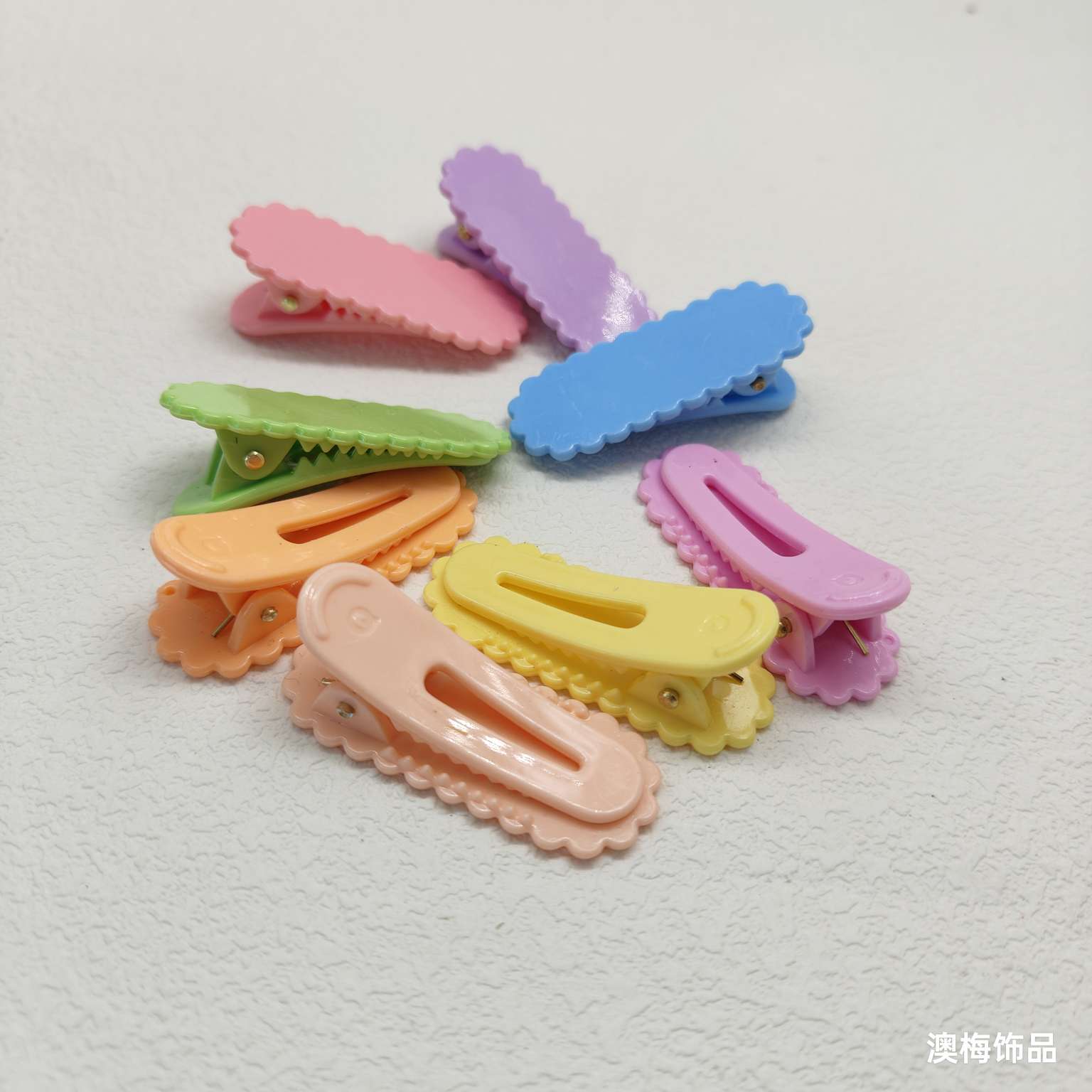 4 cm double-ended round hair clips, solid color with lace, diy resin cream glue hair accessories, candy hair clips, factory direct sales detail image 2