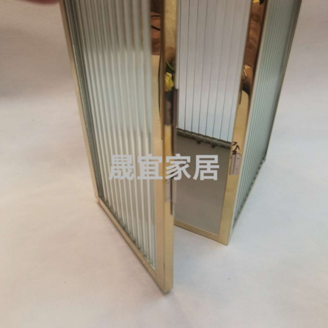 不锈钢金属金色波浪纹加厚玻璃风灯烛台家居落地摆件婚庆庭院欧式美式创意铁艺烛台烛台金属铁小烛台详情图7