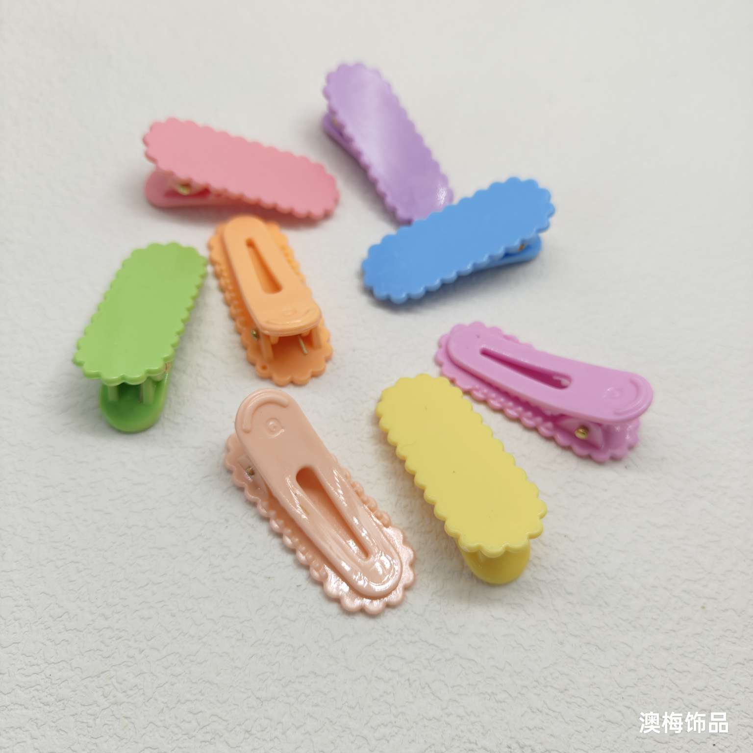 4 cm double-ended round hair clips, solid color with lace, diy resin cream glue hair accessories, candy hair clips, factory direct sales detail image 1
