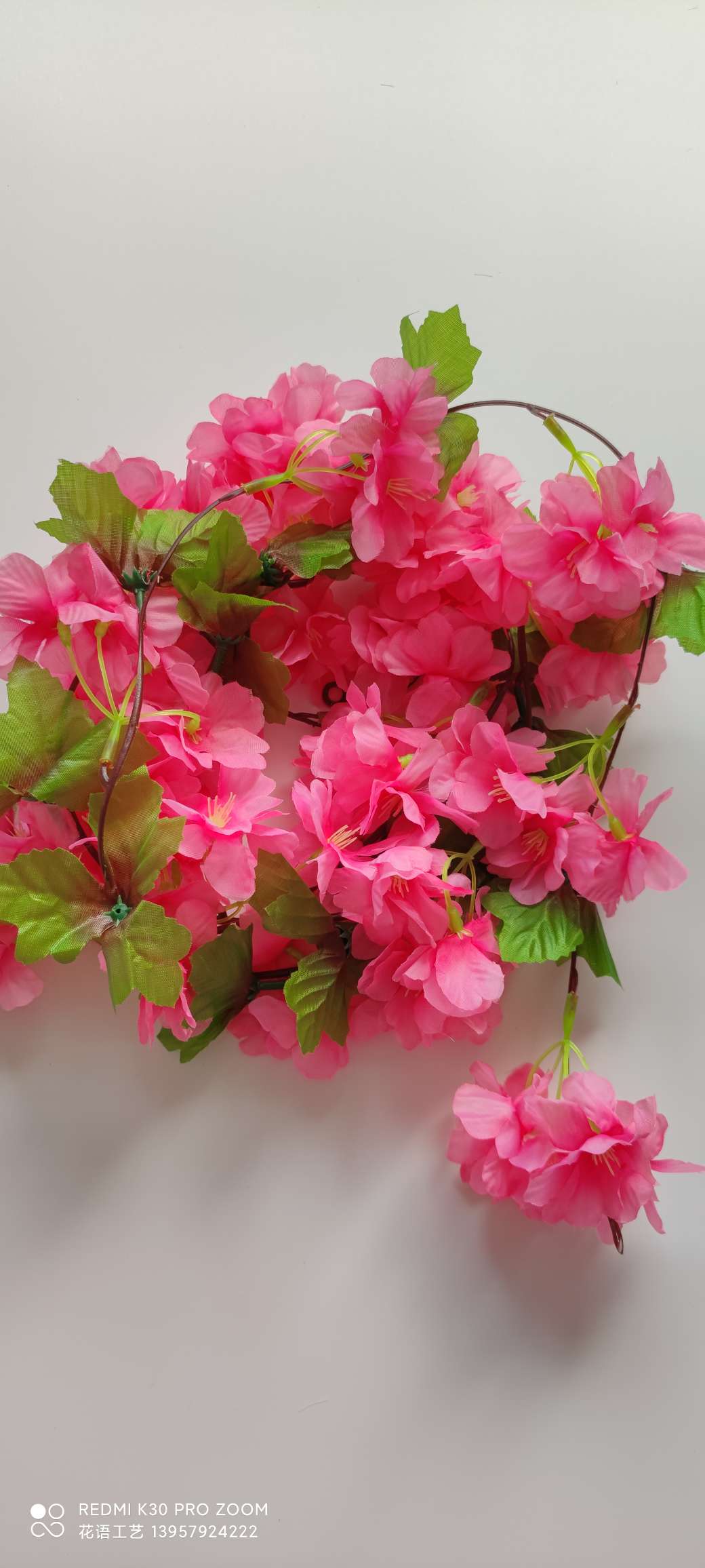 Supply cherry blossom vine artificial plant flower vines for wedding decoration, indoor home encryption, artificial cherry blossom vines detail image 3