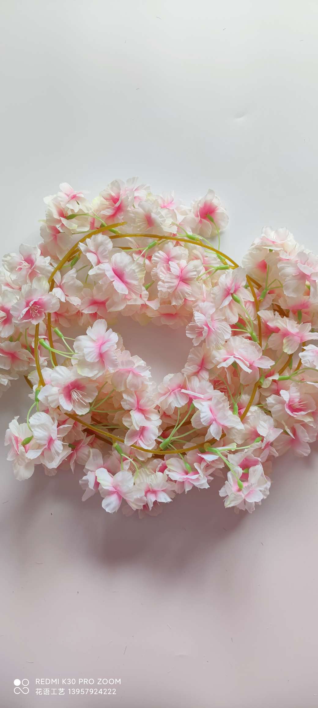 Supply cherry blossom vine artificial plant flower vines for wedding decoration, indoor home encryption, artificial cherry blossom vines detail image 11