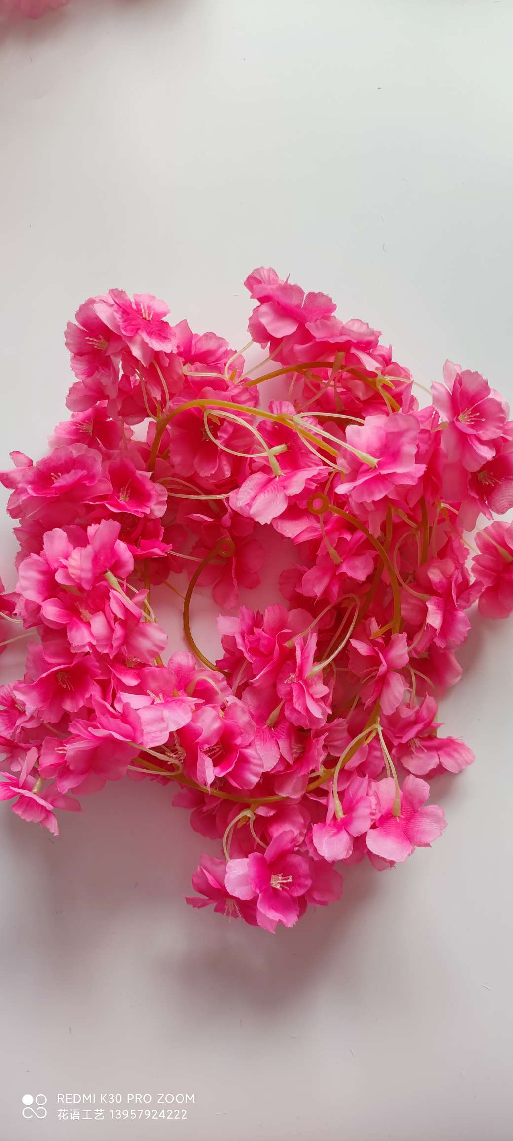 Supply cherry blossom vine artificial plant flower vines for wedding decoration, indoor home encryption, artificial cherry blossom vines detail image 8