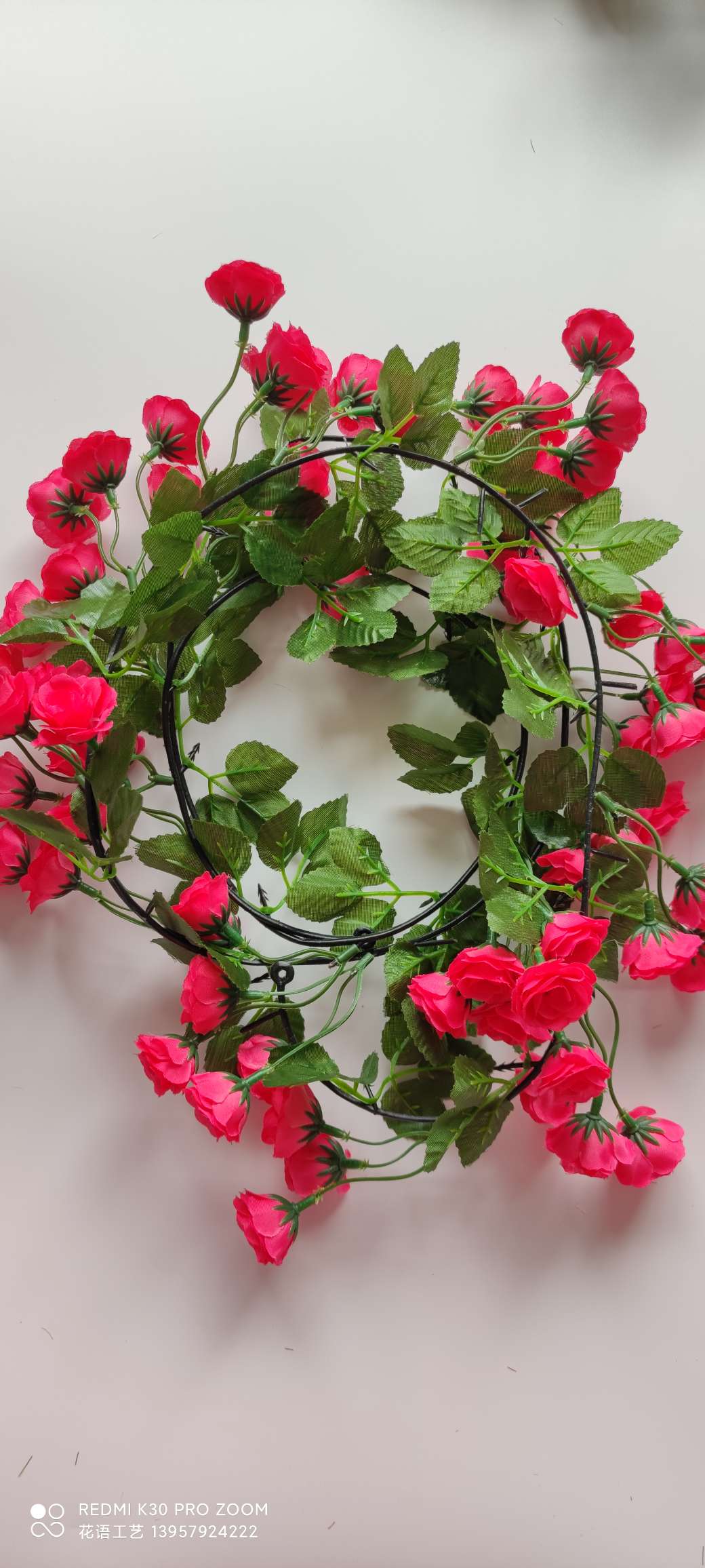 Artificial cherry blossom rattan, artificial flower rattan, wedding furniture, decoration, air conditioning, water pipe winding, Amazon cross-border supply, fake detail image 8