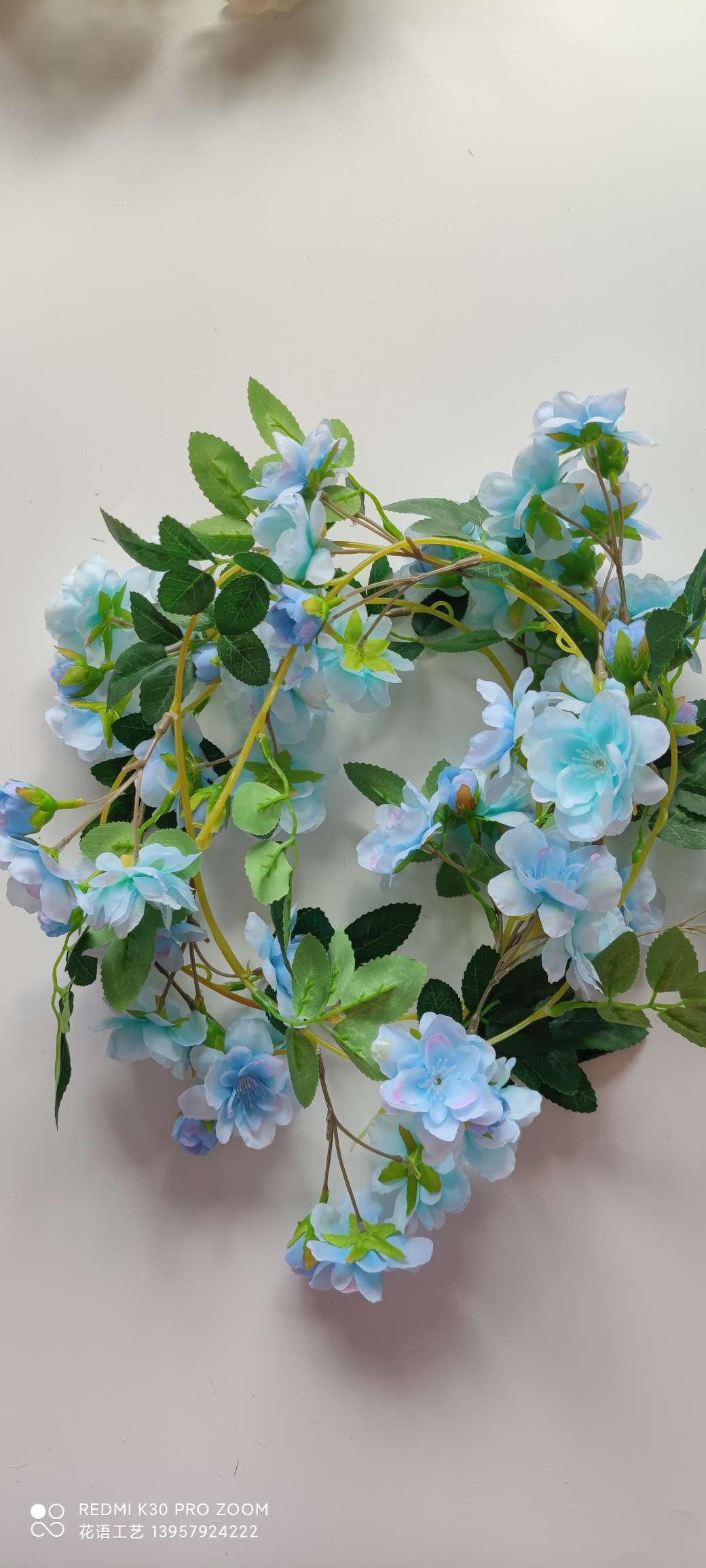 Artificial rose vine, artificial flower vine, living room heating and air conditioning pipe decoration, winding and shielding plastic vine plants detail image 11