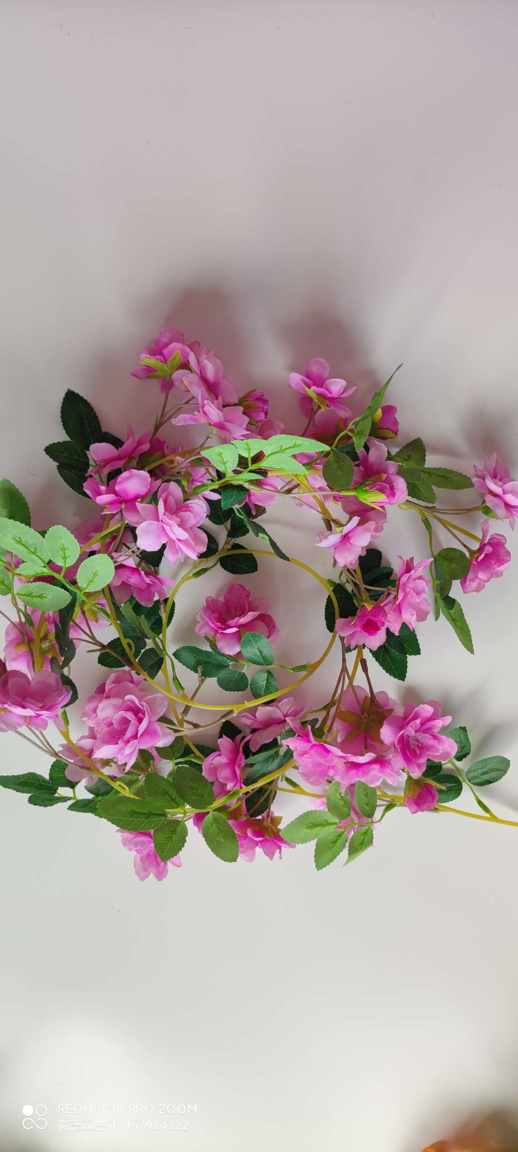 Artificial rose vine, artificial flower vine, living room heating and air conditioning pipe decoration, winding and shielding plastic vine plants detail image 13
