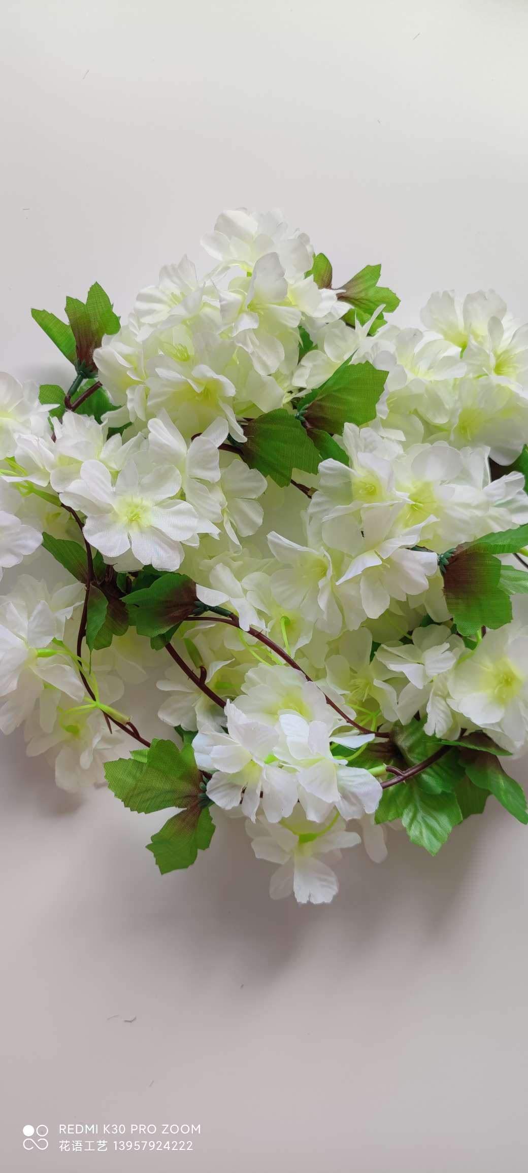 Artificial cherry blossom vine wall hanging, artificial flower vine air conditioning pipes, indoor ceiling, wedding decoration, plastic vine plants detail image 10