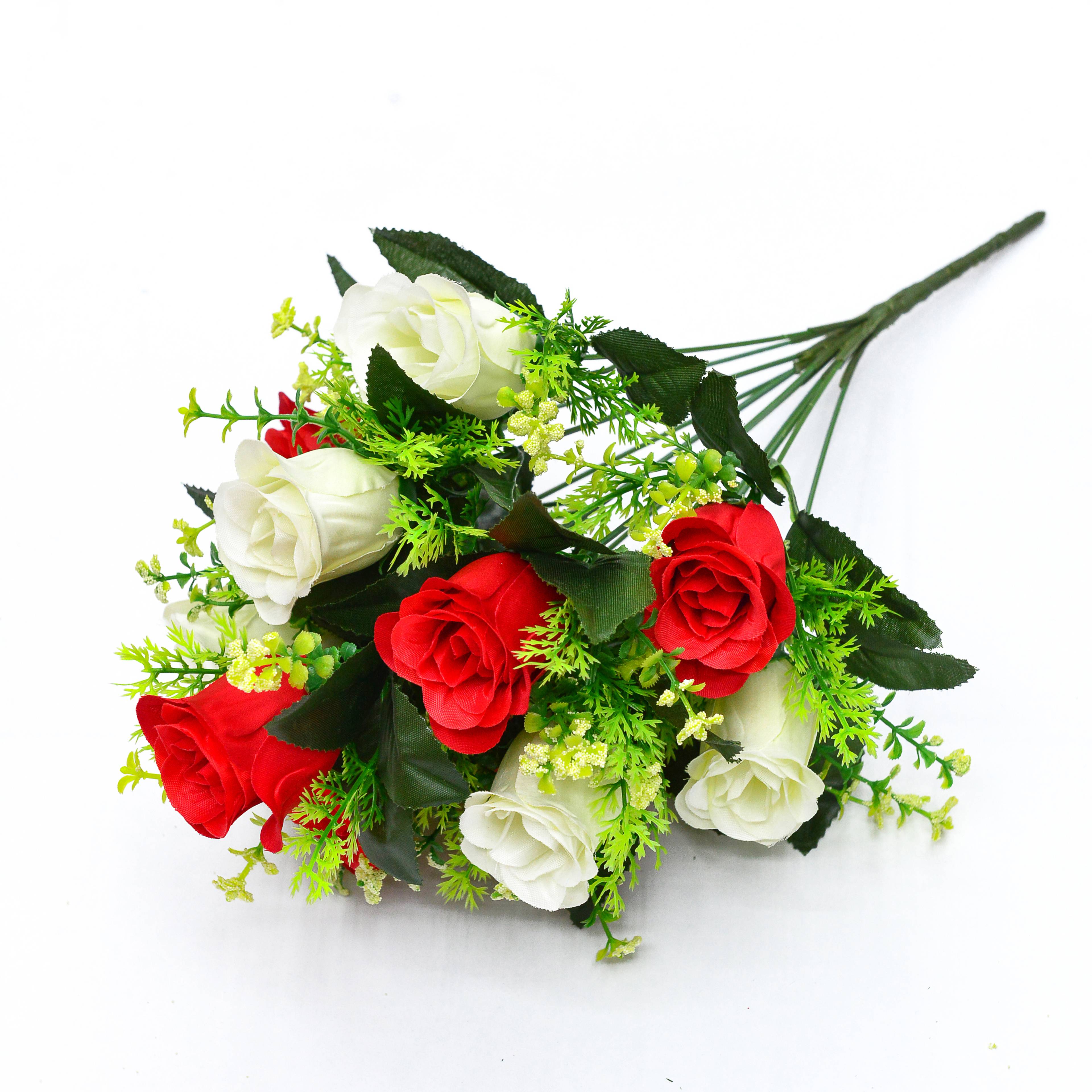 12头ins假花玫瑰花蕾仿真花束摆件插花高颜值diy礼物客厅装饰会议布置厂家热销003