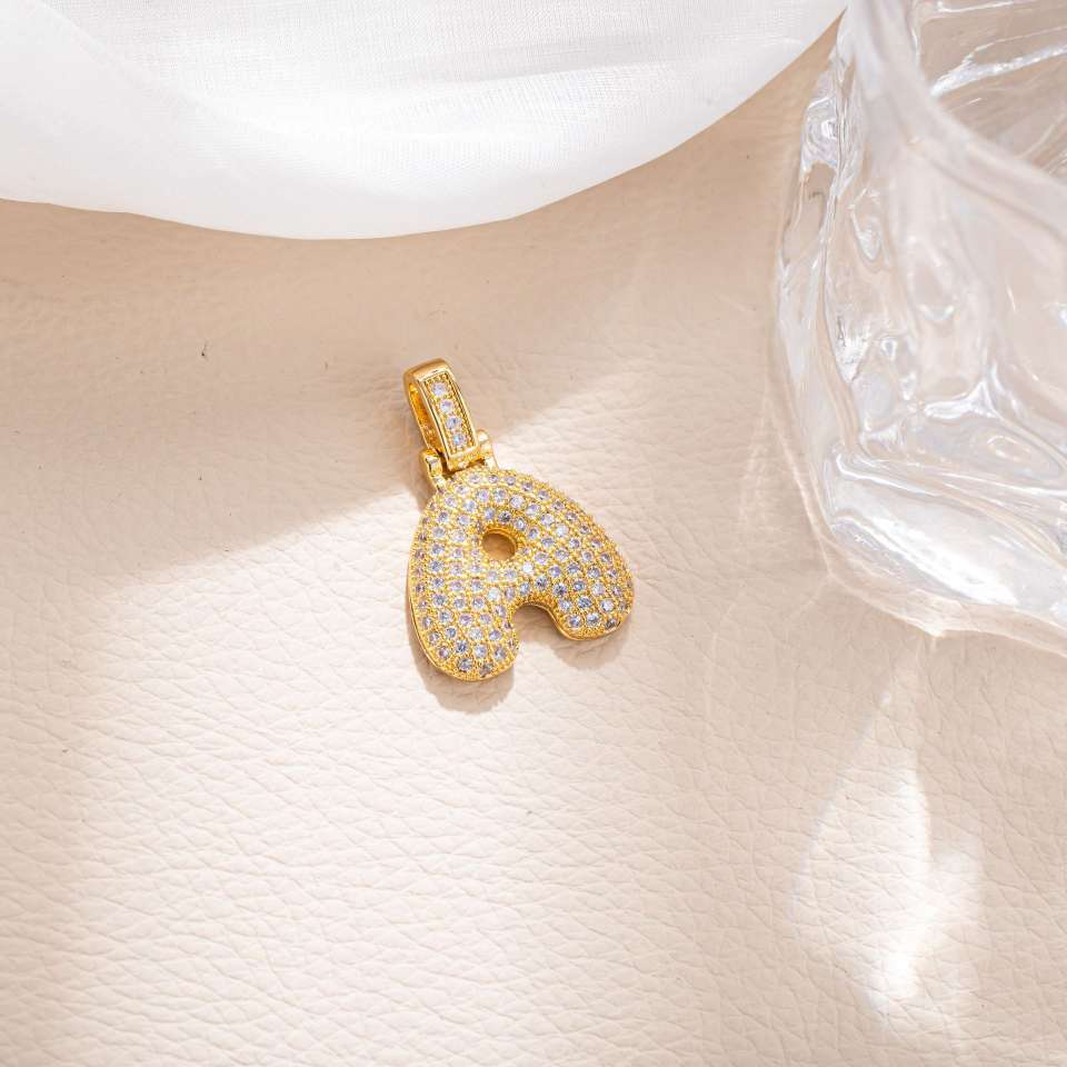 Cross-border Amazon jewelry creative and personalized micro-inlaid zircon small letter splicing combination hip-hop pendant necklace accessories Specification image