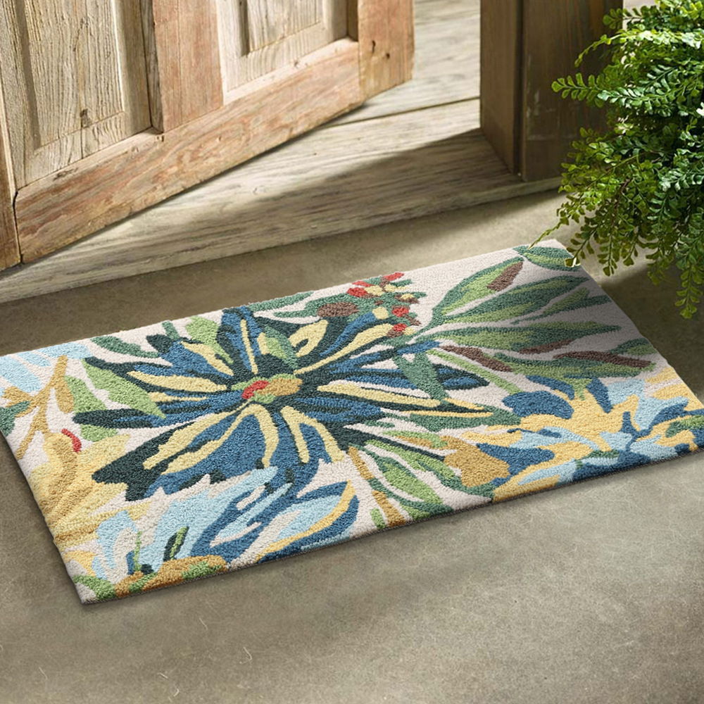 Light luxury high-end custom-made three-dimensional full embroidery floor MATS, entrance door MATS, tight velvet circle living room entrance floor MATS, household balcony floor MATS