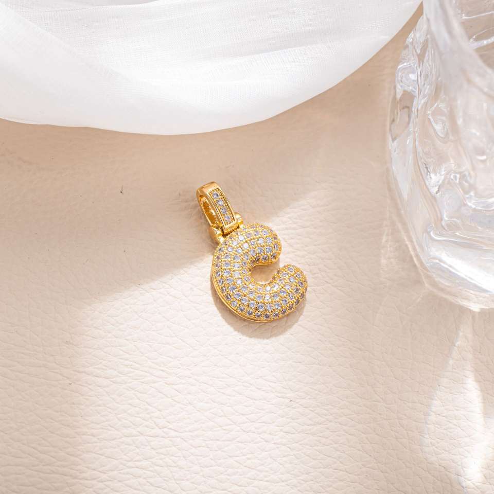 Cross-border Amazon jewelry creative and personalized micro-inlaid zircon small letter splicing combination hip-hop pendant necklace accessories detail image 7