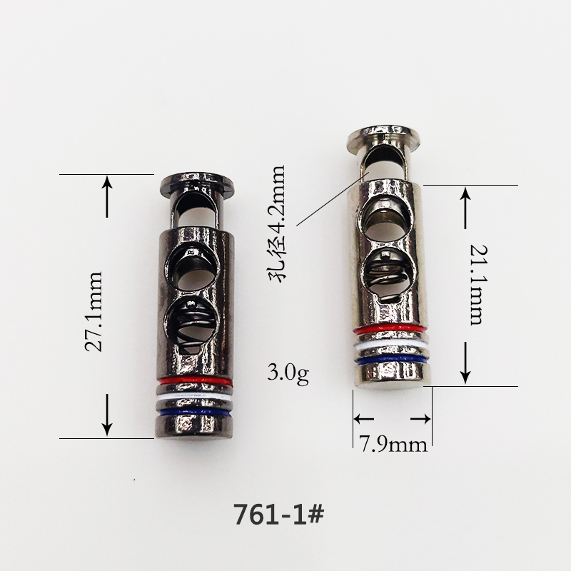 点漆合金线绳松紧调节弹簧扣卡扣绳头吊钟细节图