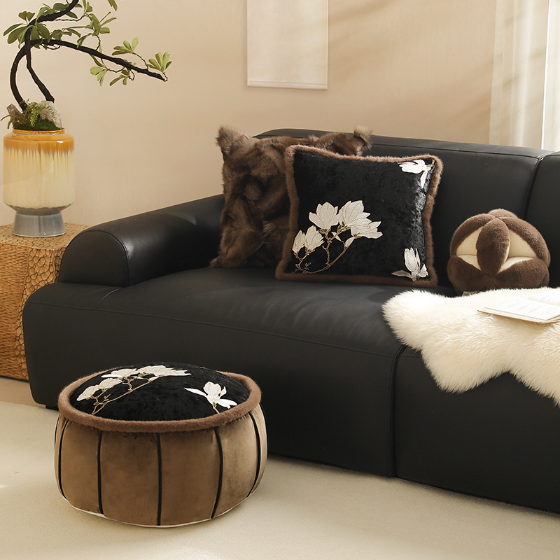 靠背/簇绒绣花/簇绒圈绒绣花/枕套/提花靠垫细节图