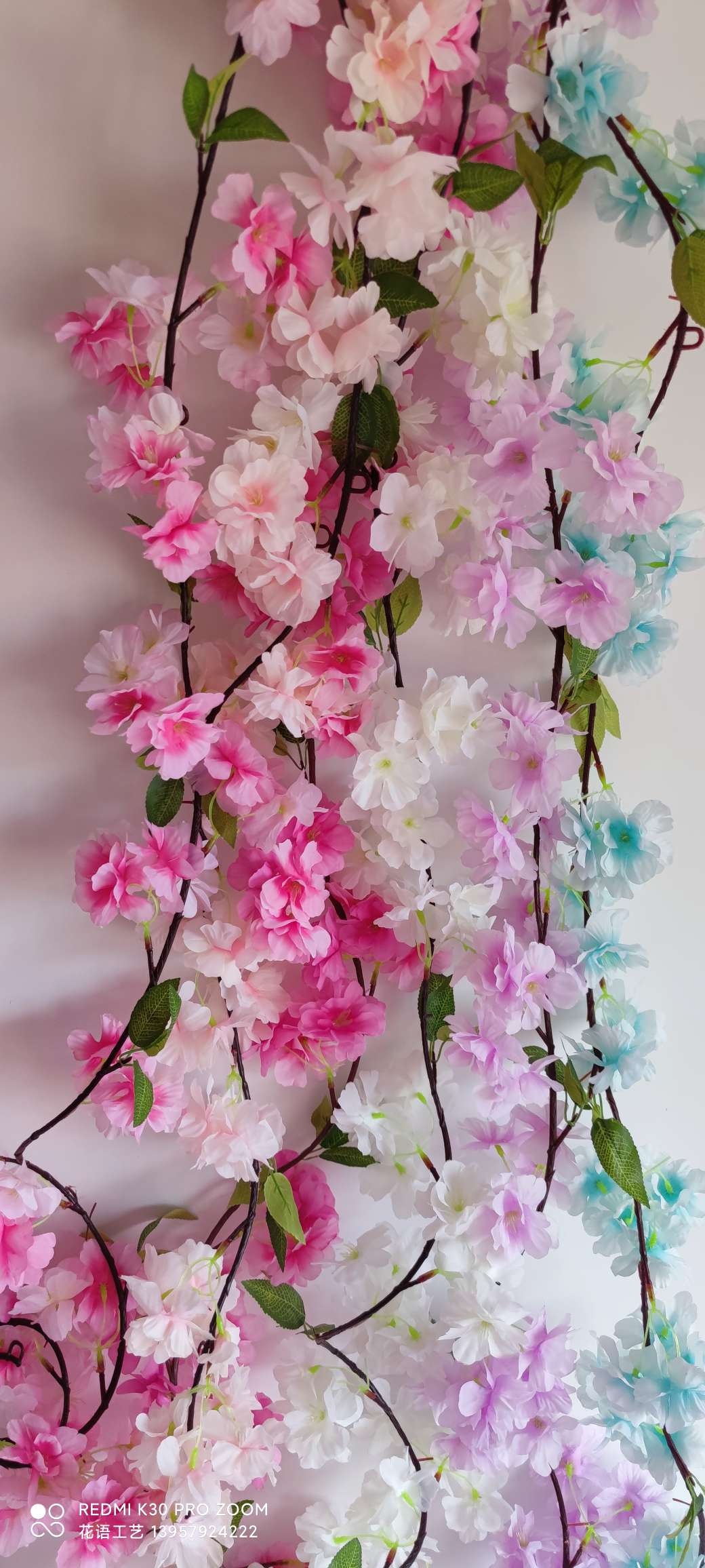 Artificial rose vine, artificial flower vine, living room heating and air conditioning pipe decoration, winding and shielding plastic vine plants detail image 2