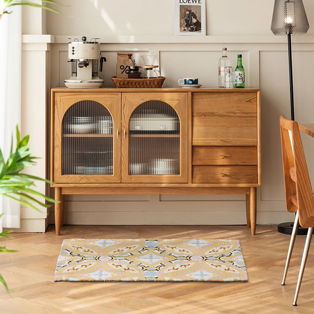 Light luxury high-end custom-made three-dimensional full embroidery floor MATS, entrance door MATS, tight velvet circle living room entrance floor MATS, household balcony floor MATS Application Scenario