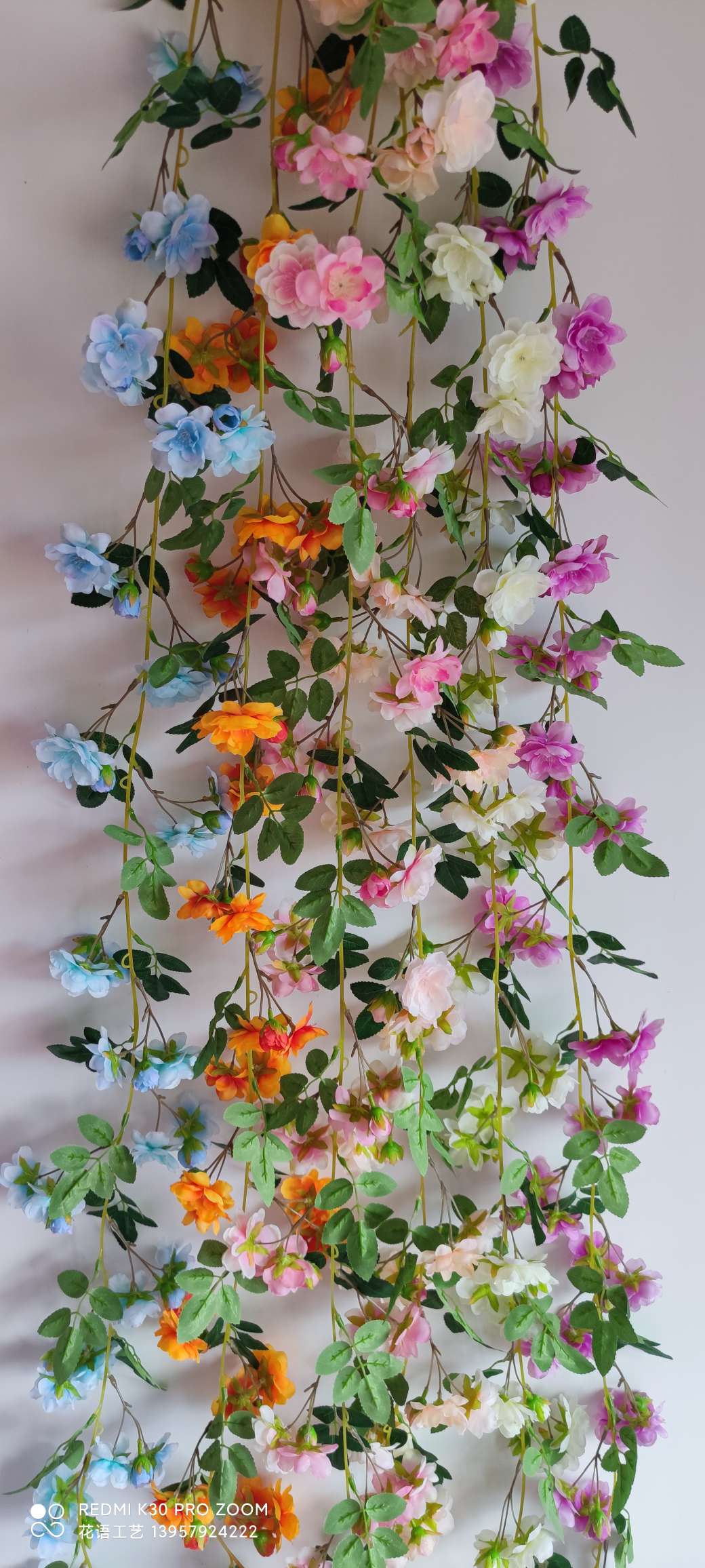 Artificial rose vine, artificial flower vine, living room heating and air conditioning pipe decoration, winding and shielding plastic vine plants detail image 4