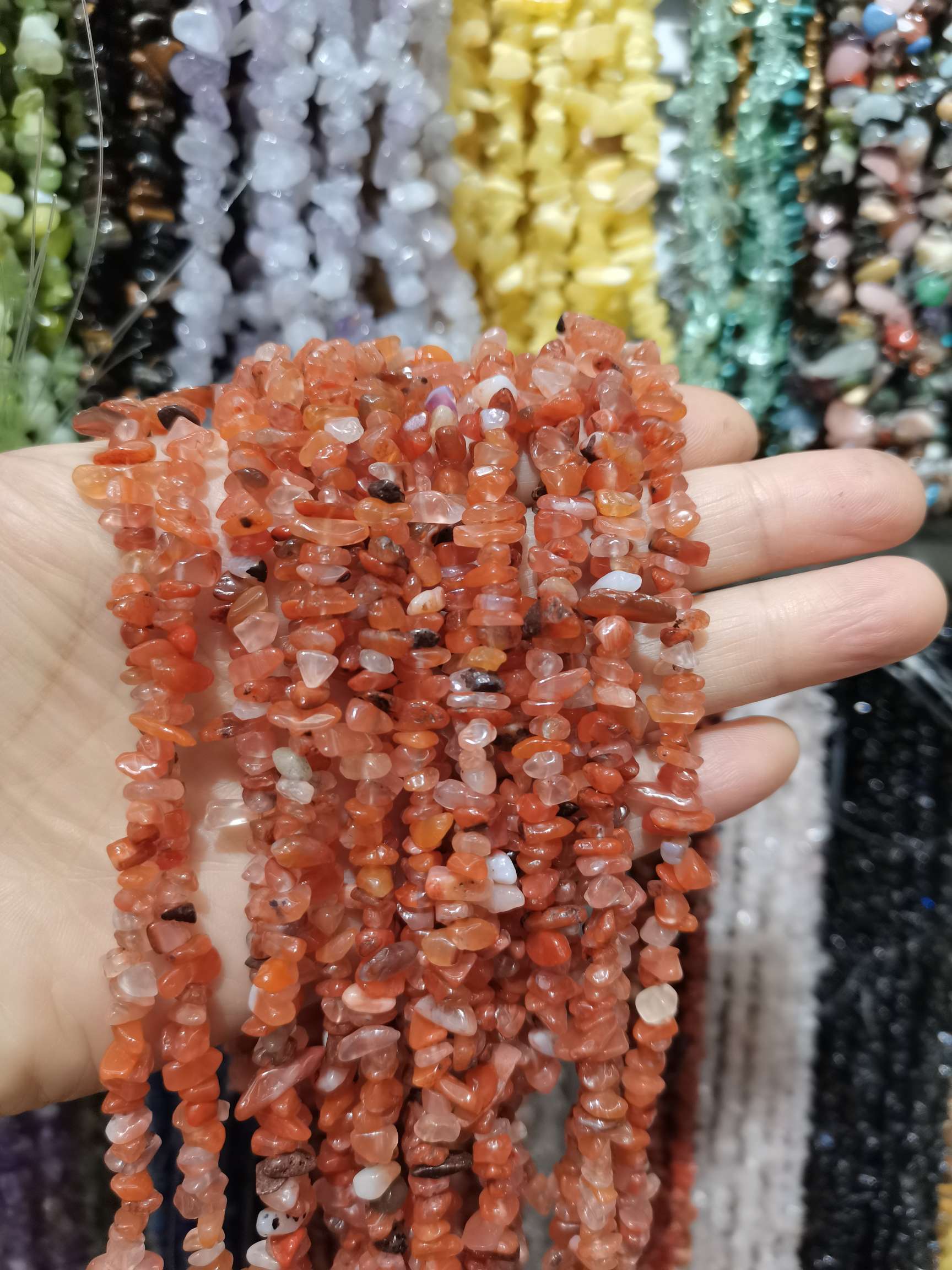 天然石头水红玛瑙碎石3-5小石子diy饰品手链项链耳饰戒指饰品配件串珠散珠