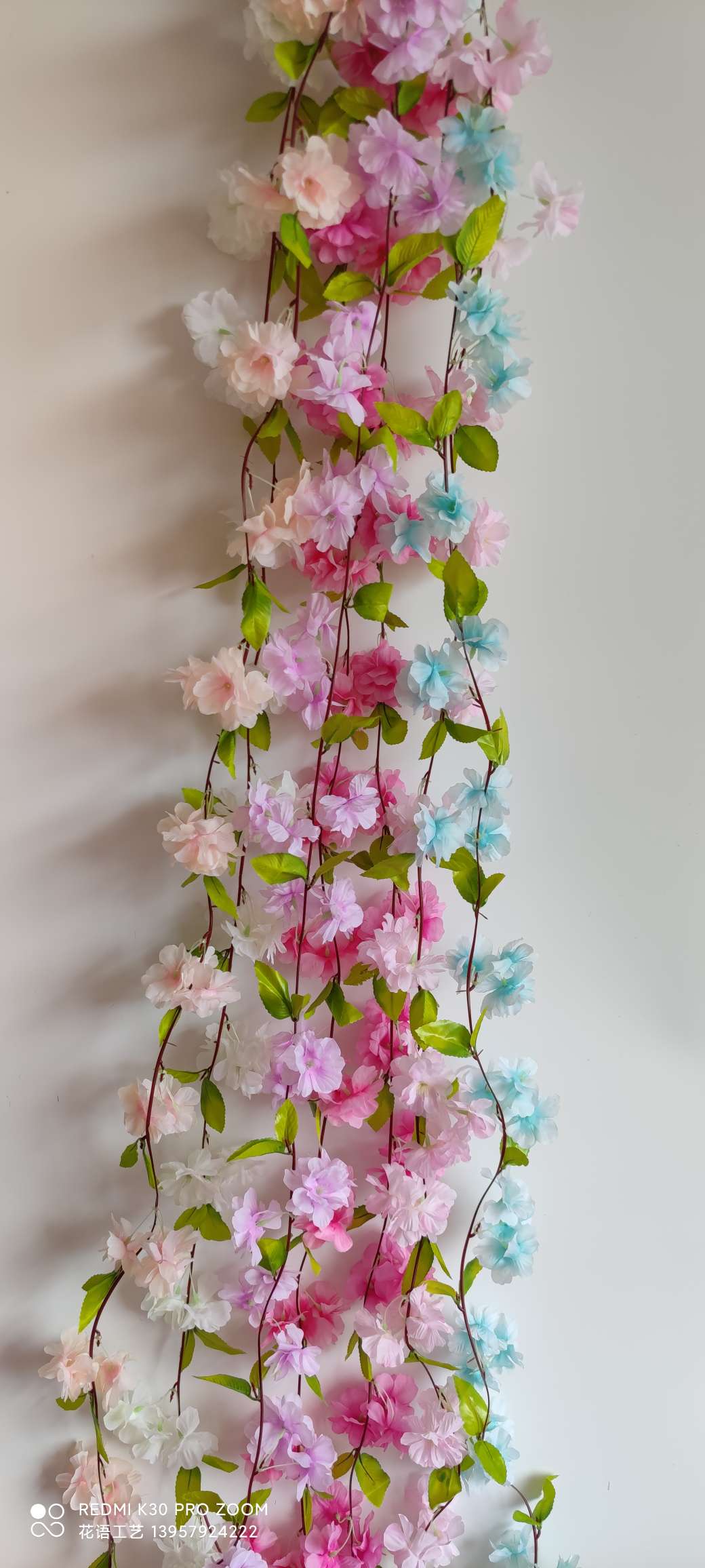 Artificial rose vine, artificial flower vine, living room heating and air conditioning pipe decoration, winding and shielding plastic vine plants Specification image