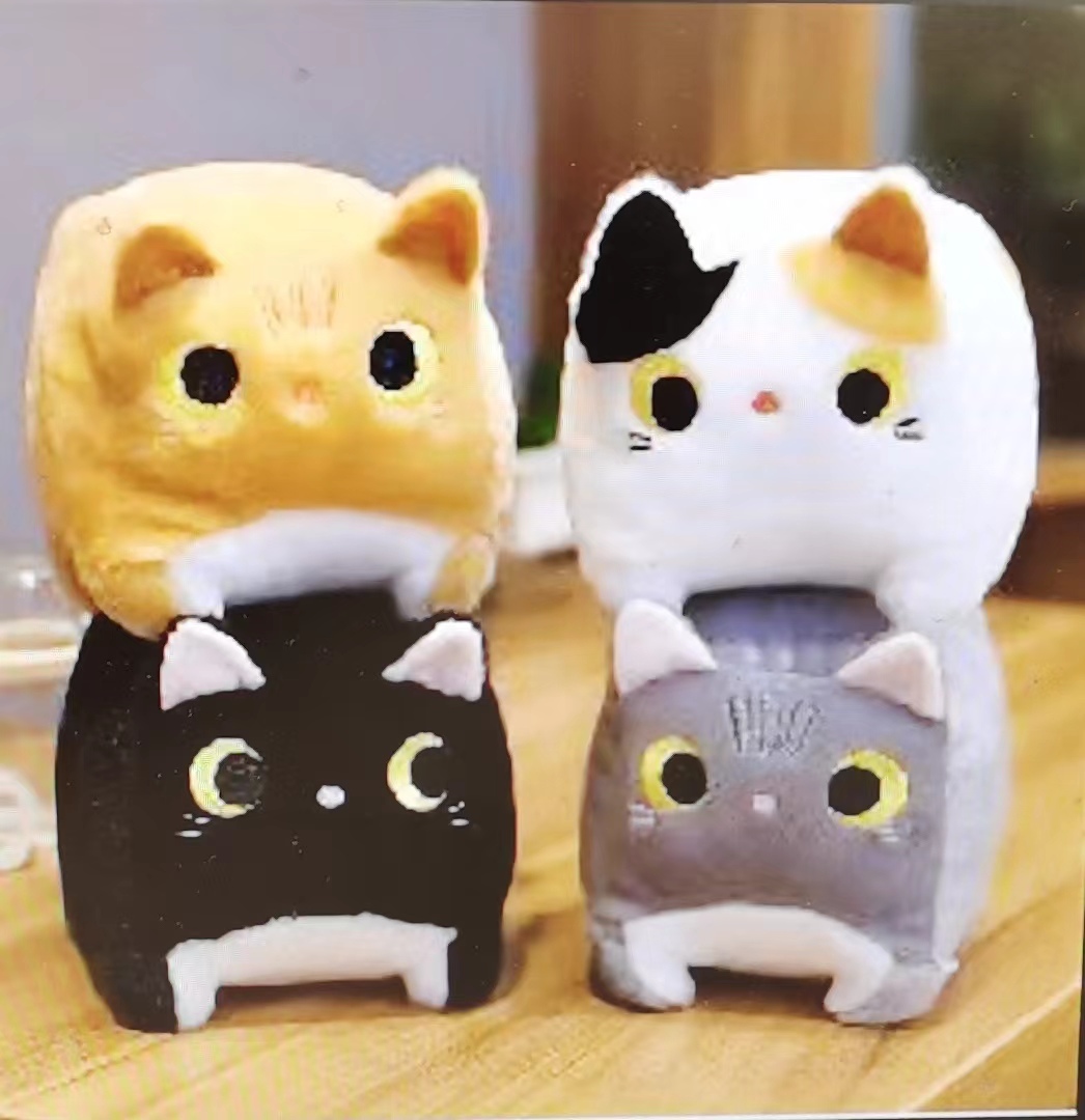 Wholesale of new cross-border square cat plush toys, girls' cat sleeping pillow dolls, event gifts