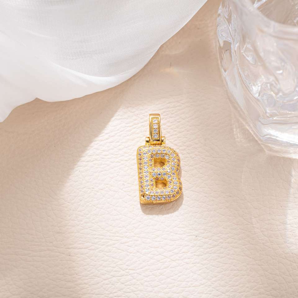 Cross-border Amazon jewelry creative and personalized micro-inlaid zircon small letter splicing combination hip-hop pendant necklace accessories detail image 5