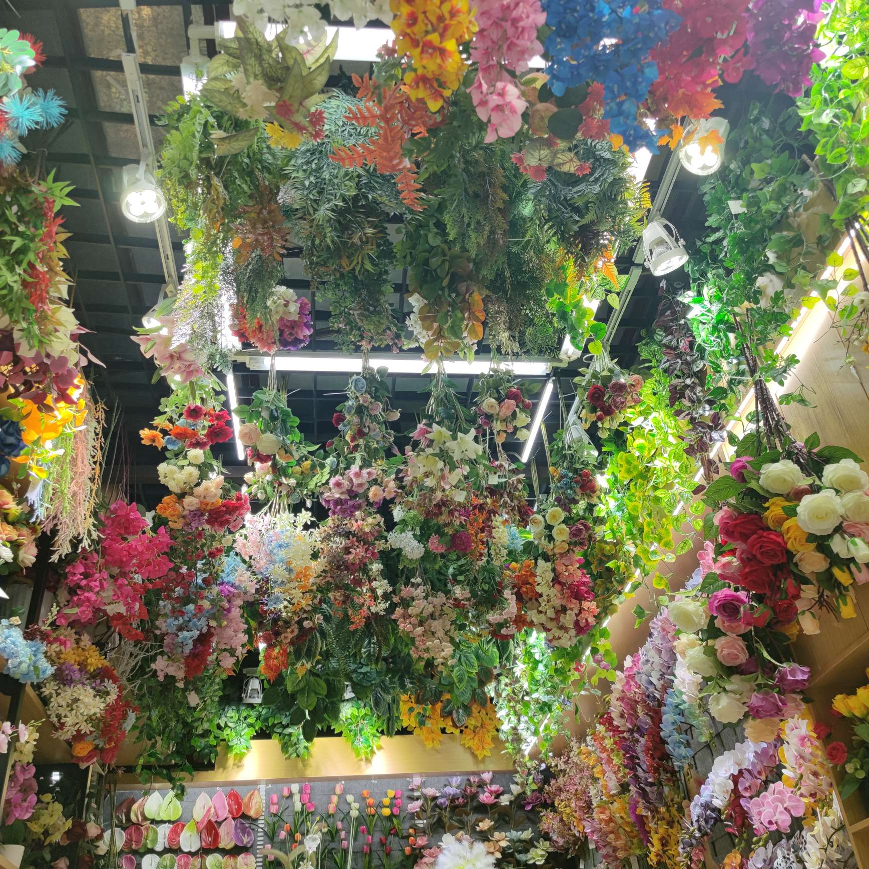 Artificial cherry blossom vine wall hanging, artificial flower vine air conditioning pipes, indoor ceiling, wedding decoration, plastic vine plants detail image 17