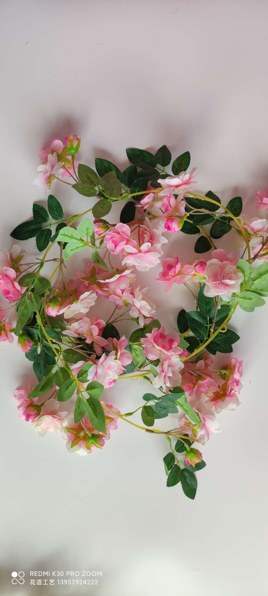 Artificial rose vine, artificial flower vine, living room heating and air conditioning pipe decoration, winding and shielding plastic vine plants detail image 12