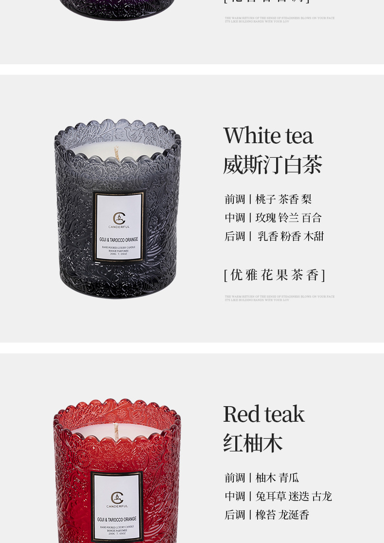 香薰蜡烛杯浮雕玻璃杯ins风植物无烟香氛蜡烛批发情人节伴手礼物详情18