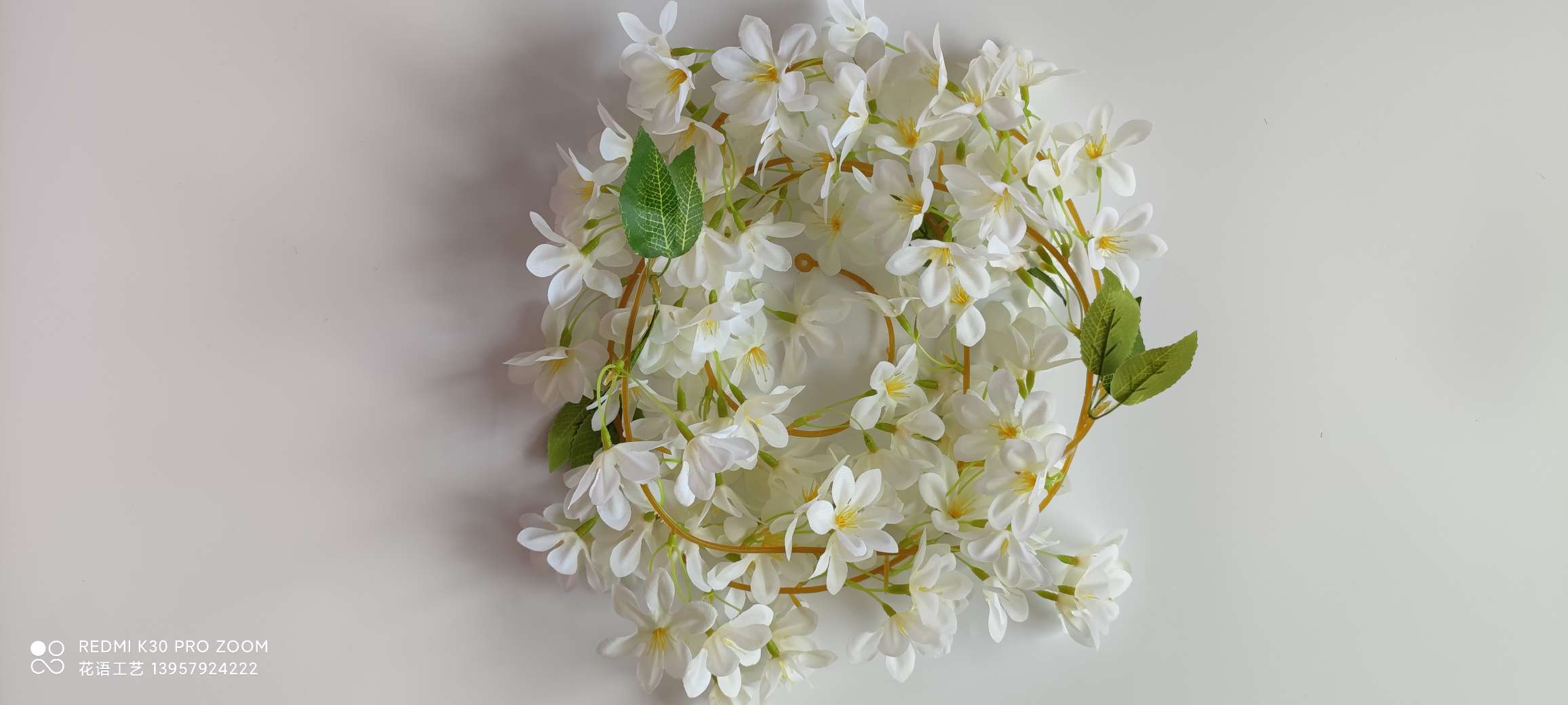 Artificial cherry blossom vine wall hanging, artificial flower vine air conditioning pipes, indoor ceiling, wedding decoration, plastic vine plants detail image 6