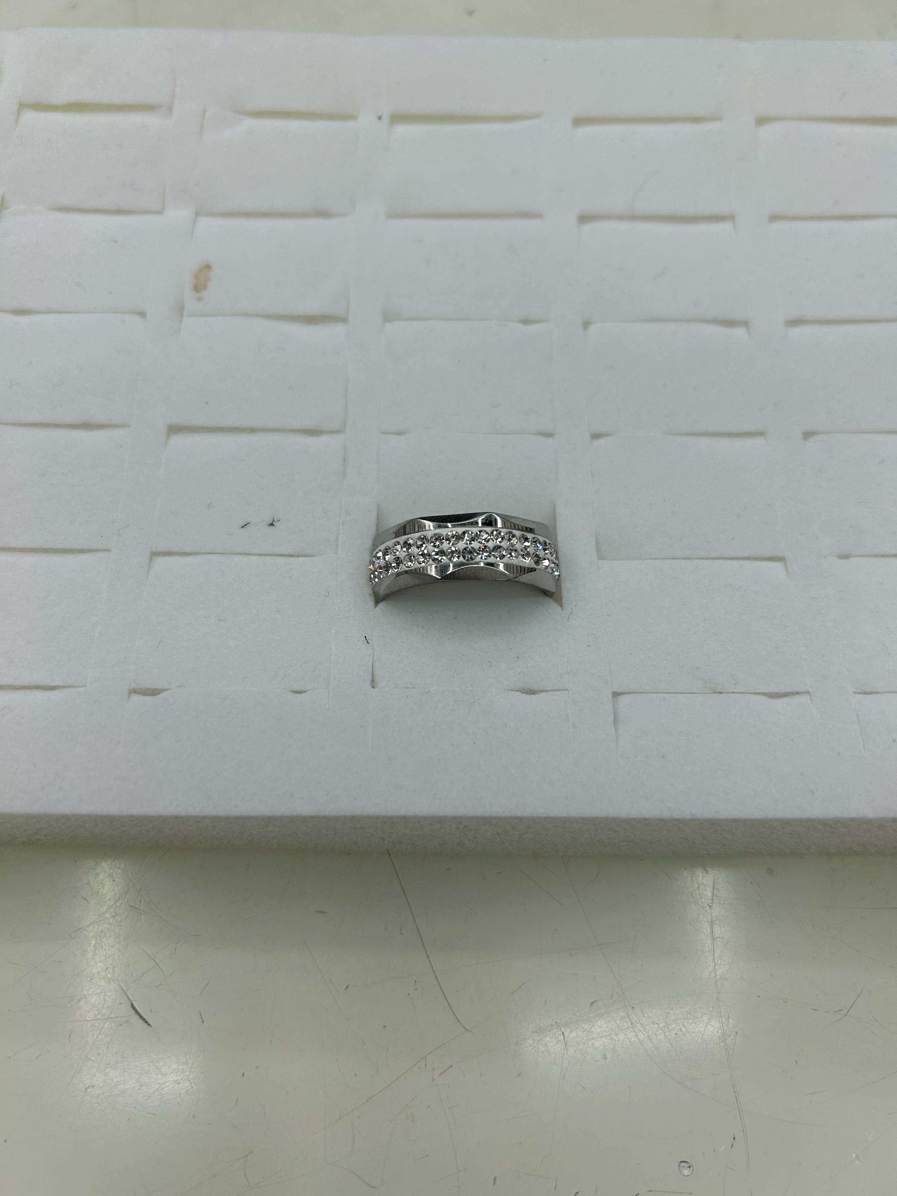 925纯银戒指女款个性简约叠戴设计 沙金工艺 不锈钢方盘装饰 独特银戒指女戒指