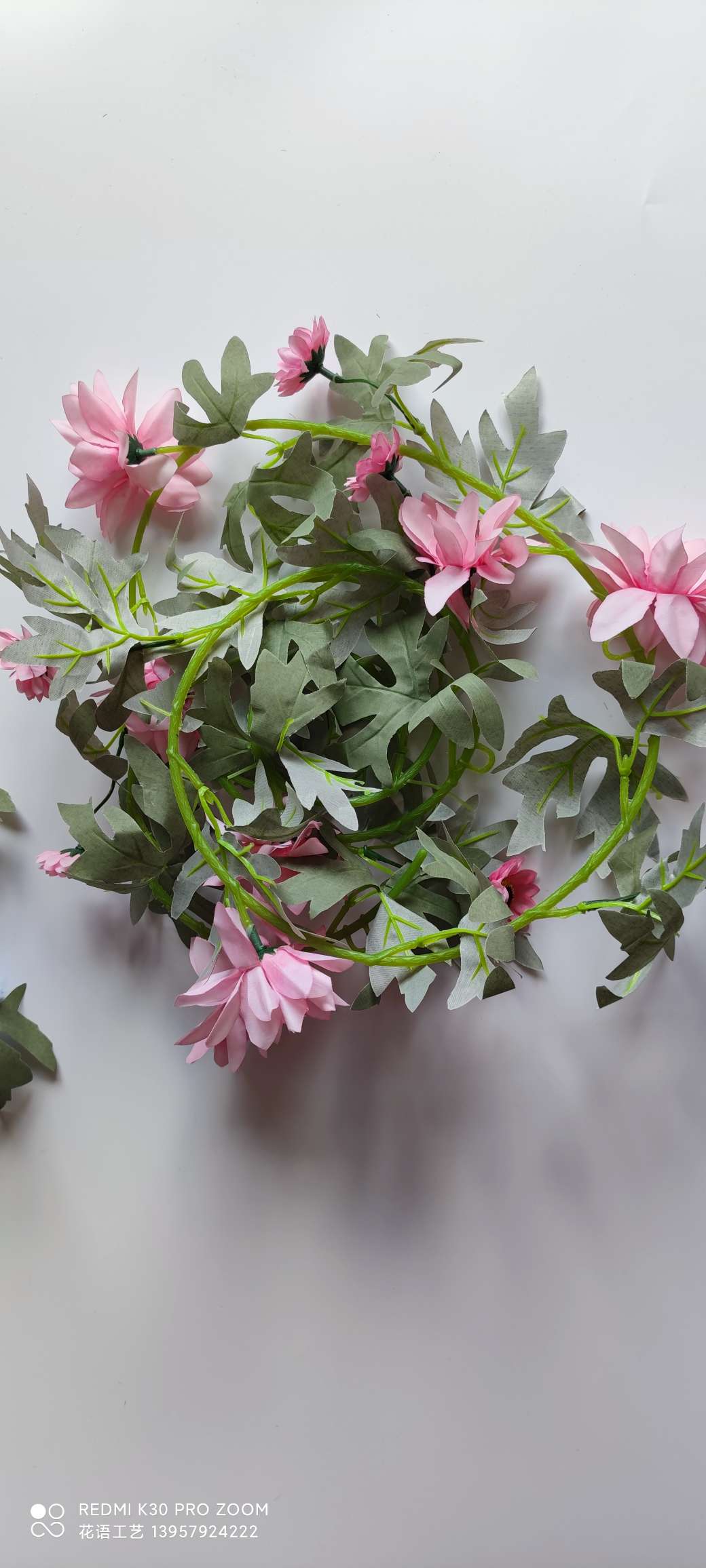 Artificial rose vine, artificial flower vine, living room heating and air conditioning pipe decoration, winding and shielding plastic vine plants detail image 14