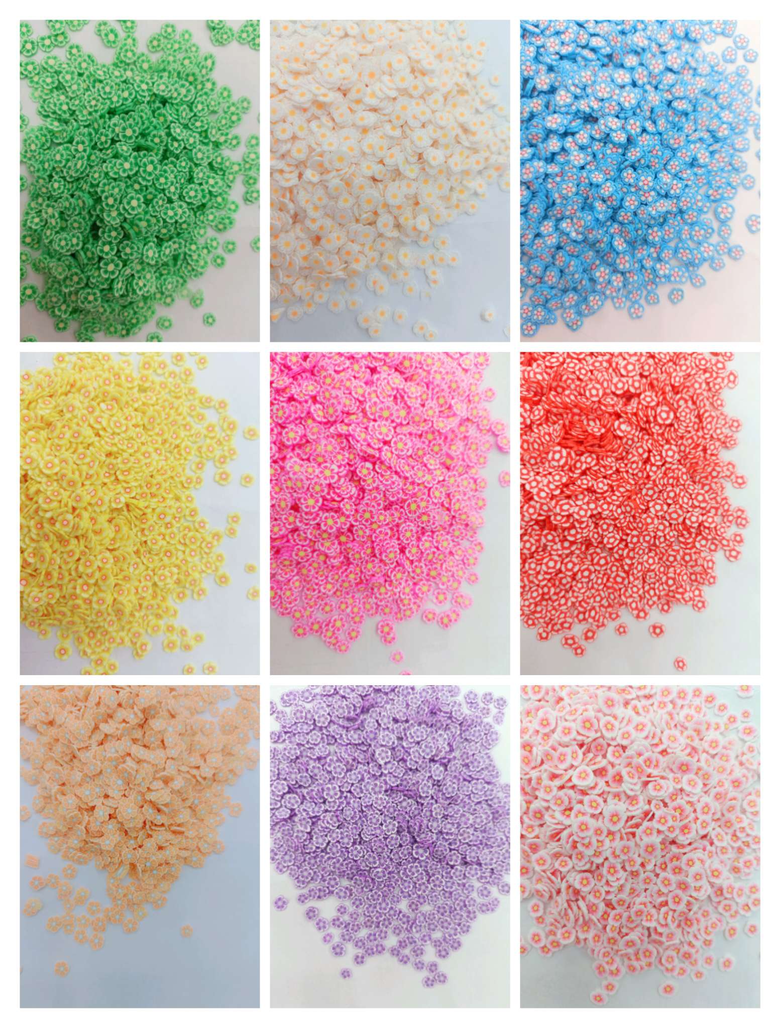 5MM soft clay plum blossom slices, DIY handcrafted accessories, jewelry accessories, early childhood education handcrafted accessories, handicraft decorative accessories, 500g packaging details Picture