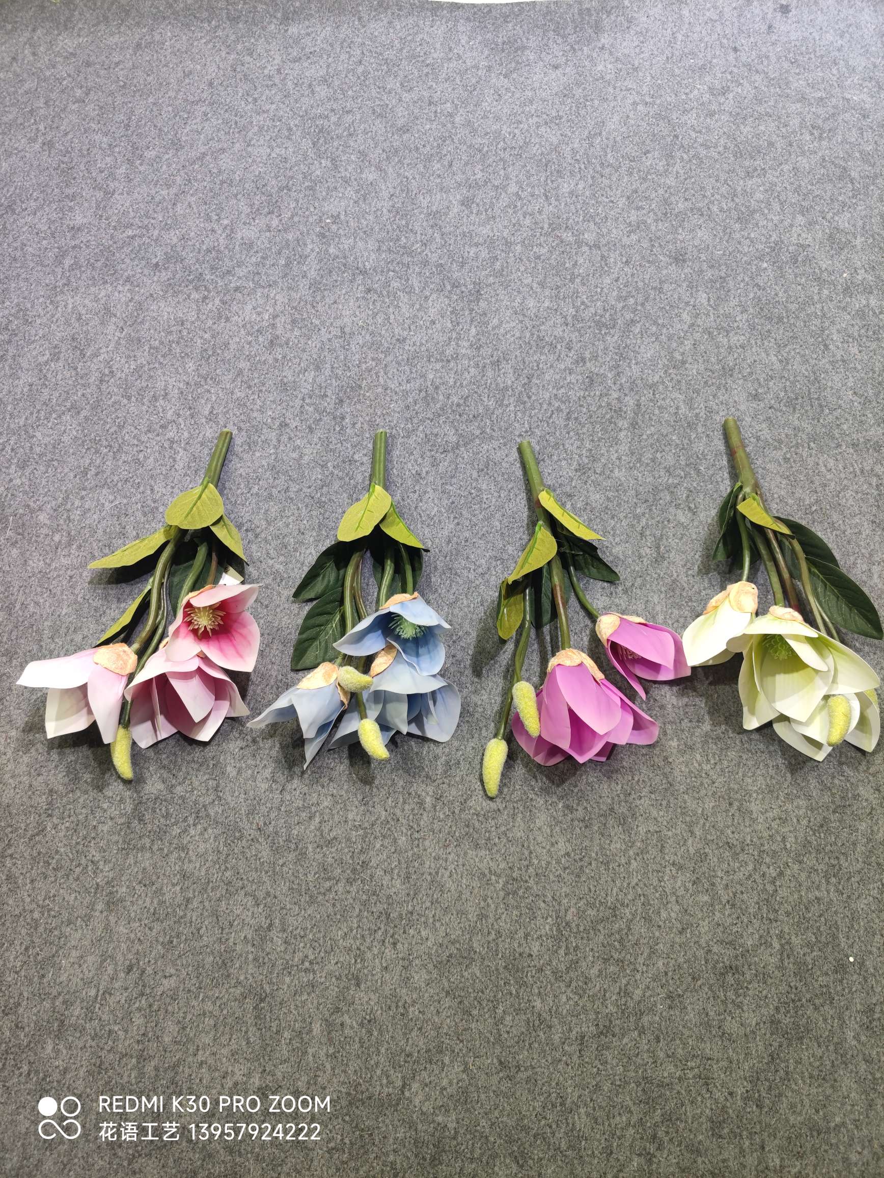Single Branch Feel Clematis Simulation Flower 3D Printing 3-Head Vine Home Decoration Wedding Flower Arrangement Display Magnolia Flower Application Scenario