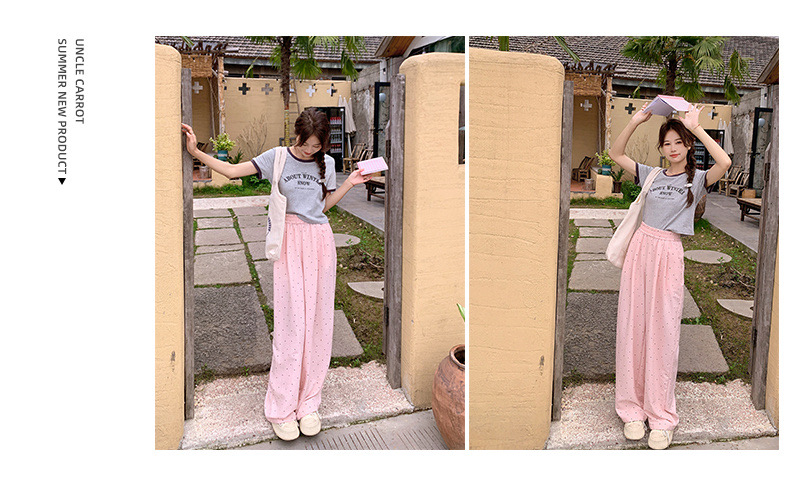 Product Name: Polka Dot Yamamoto Pants
Color: White, Pink, Blue, Black
Size: S-Xl
Size And Catty Recommended: S(80-90 Catty), M(95-110), L details Picture