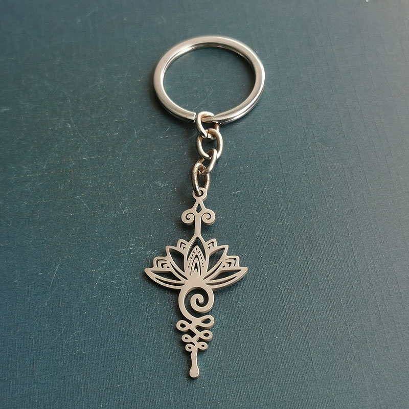 外贸跨境钛钢不锈钢时尚简约莲花花朵项链吊坠DIY饰品配件田园风详情图12