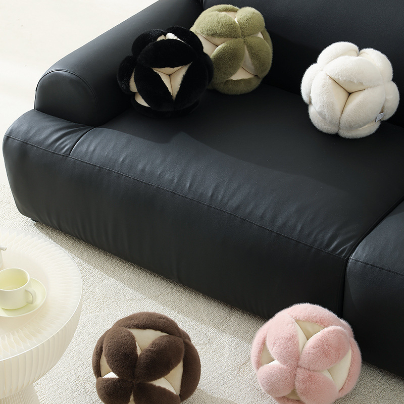 球形毛绒沙发抱枕样板间软装搭配沙发靠枕含芯绣球异形床头靠垫