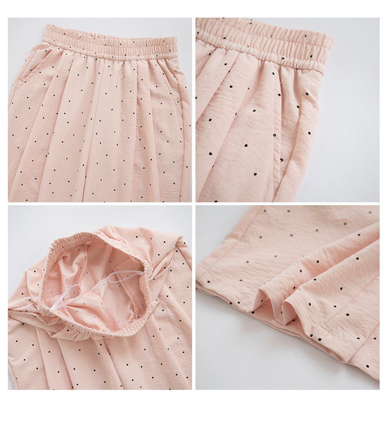 Product Name: Polka Dot Yamamoto Pants
Color: White, Pink, Blue, Black
Size: S-Xl
Size And Catty Recommended: S(80-90 Catty), M(95-110), L Application Scenario