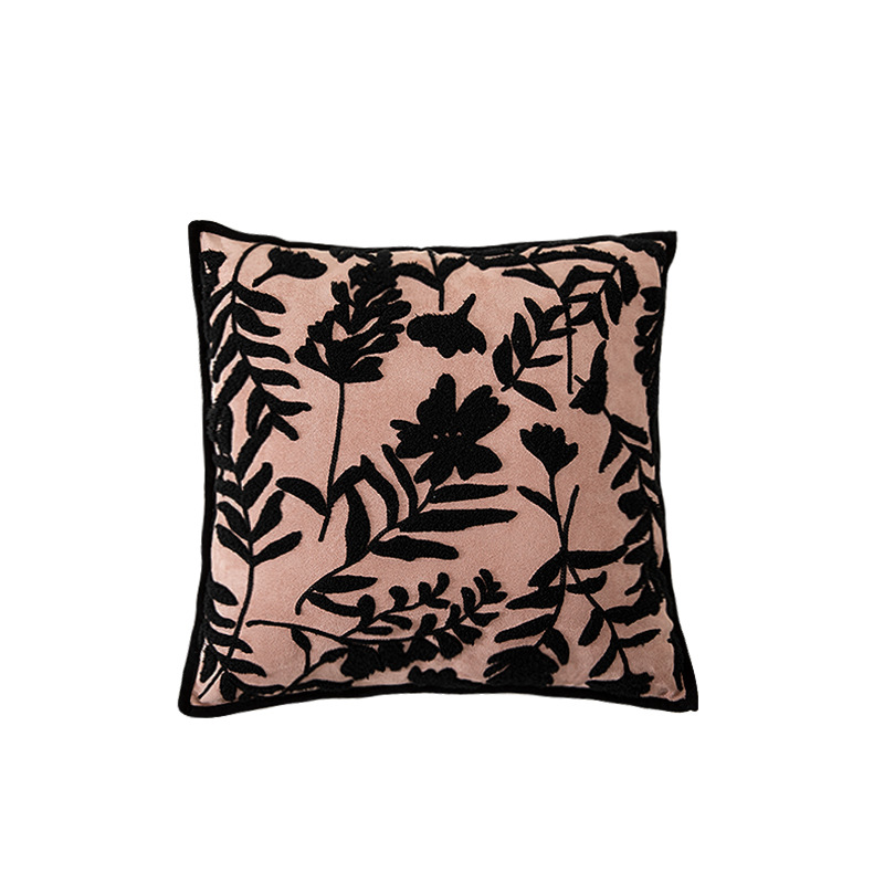 Sofa throw pillows with a high-end feel, light luxury living room pillow, embroidered headboard, bay window decoration pillowcase, traditional Chinese style black and white home use Item Picture