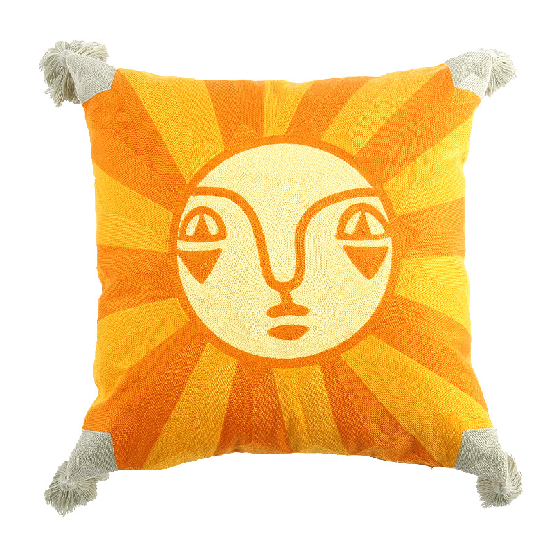 New product: Embroidered woolen pillow cover with geometric patterns, simple Nordic style sofa cushion cover, and bedside fabric pillow Application Scenario