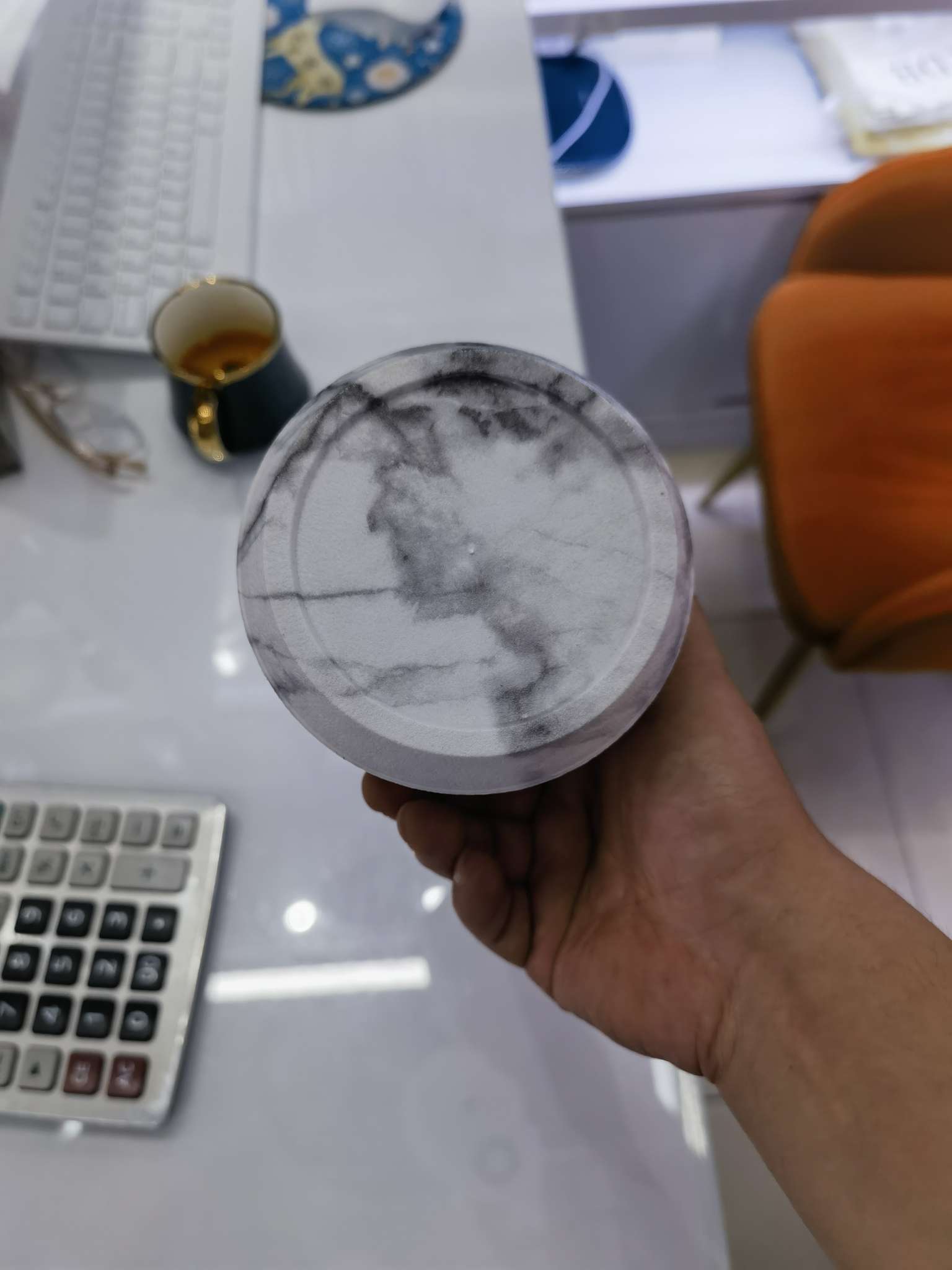 大理石纹简约创意ABS花盆桌面多肉专用小盆产品图