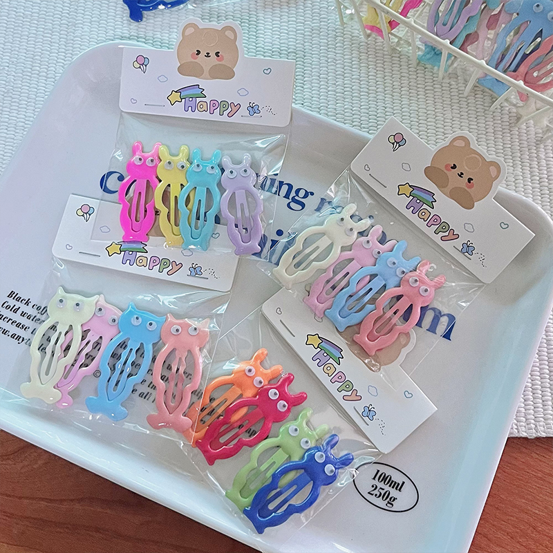 New children's bb clips with cartoon doll patterns, cute hair clips, dopamine headwear, side clips, Japanese-style hair accessories for women