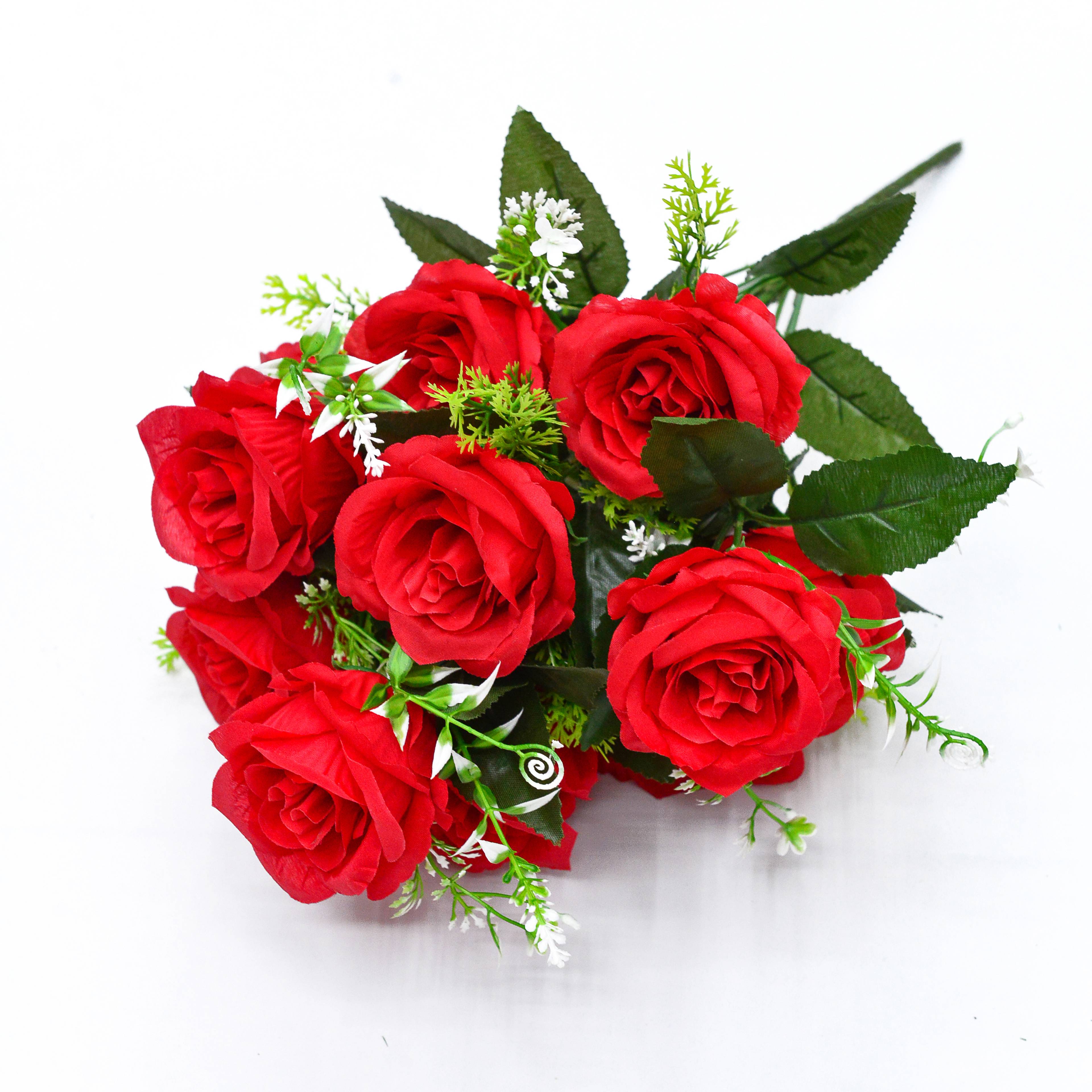 12头ins假花玫瑰花仿真花束摆件插花高颜值diy礼物客厅装饰会议布置厂家热销008