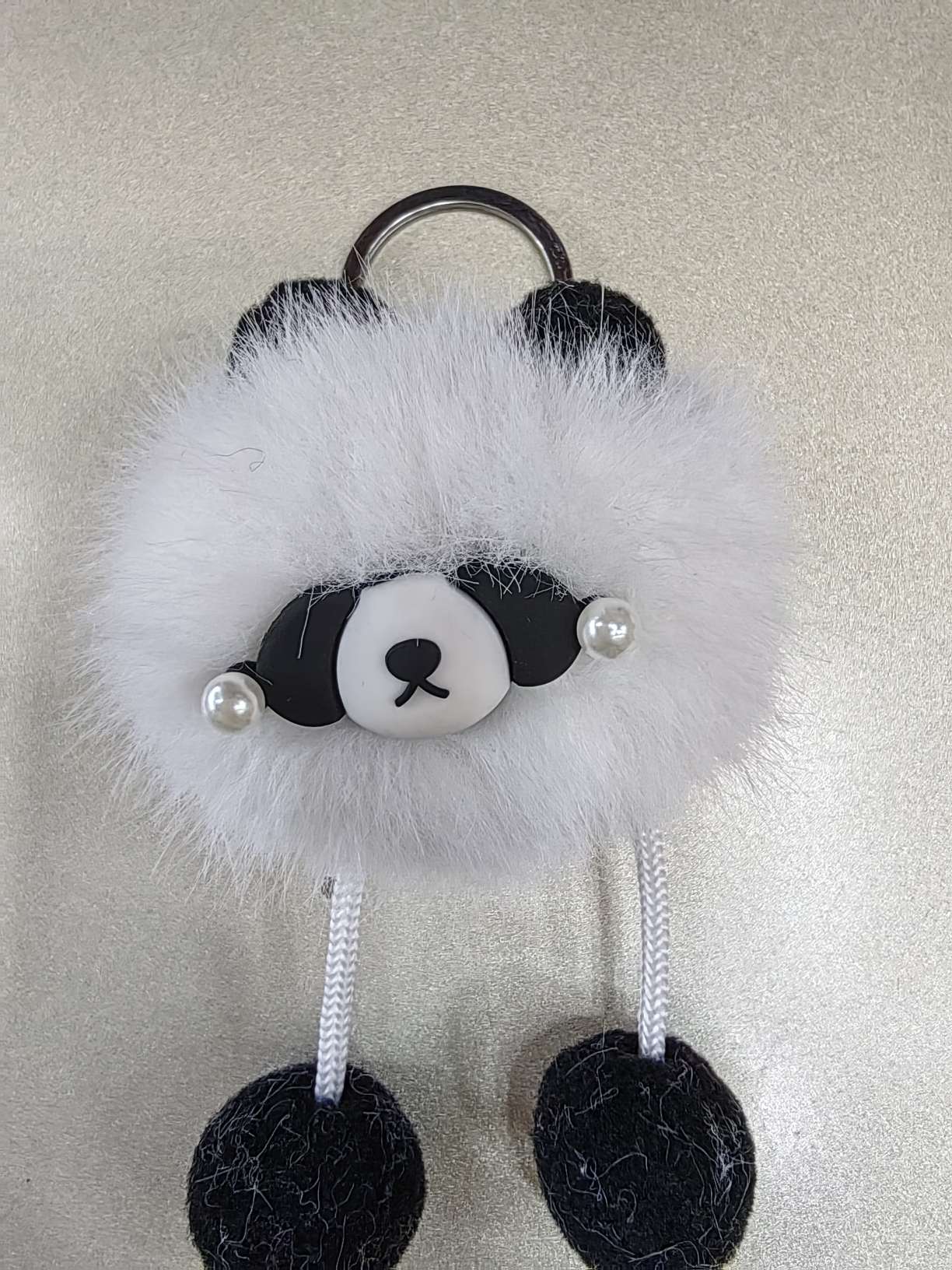 3711 Qilisa Accessories, 5cm Hairball Bear Keychain (12 pieces per pack in white)