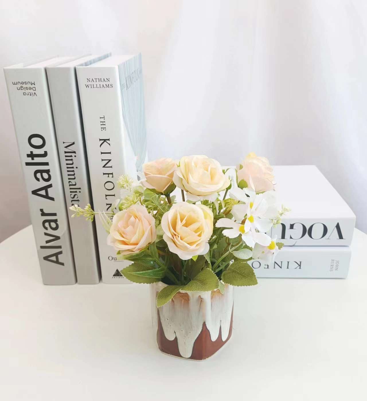 Simulation Flower Set Floor-To-Ceiling Living Room Decoration Interior Decoration Plastic Flower Table Small Bonsai Flower Pot undefined
