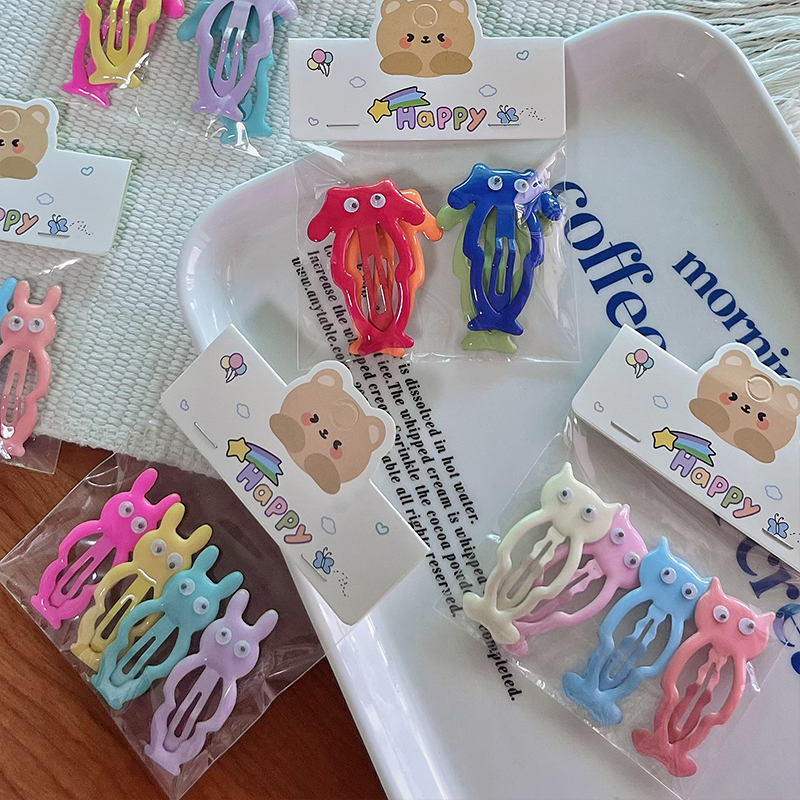 New children's bb clips with cartoon doll patterns, cute hair clips, dopamine headwear, side clips, Japanese-style hair accessories for women details Picture