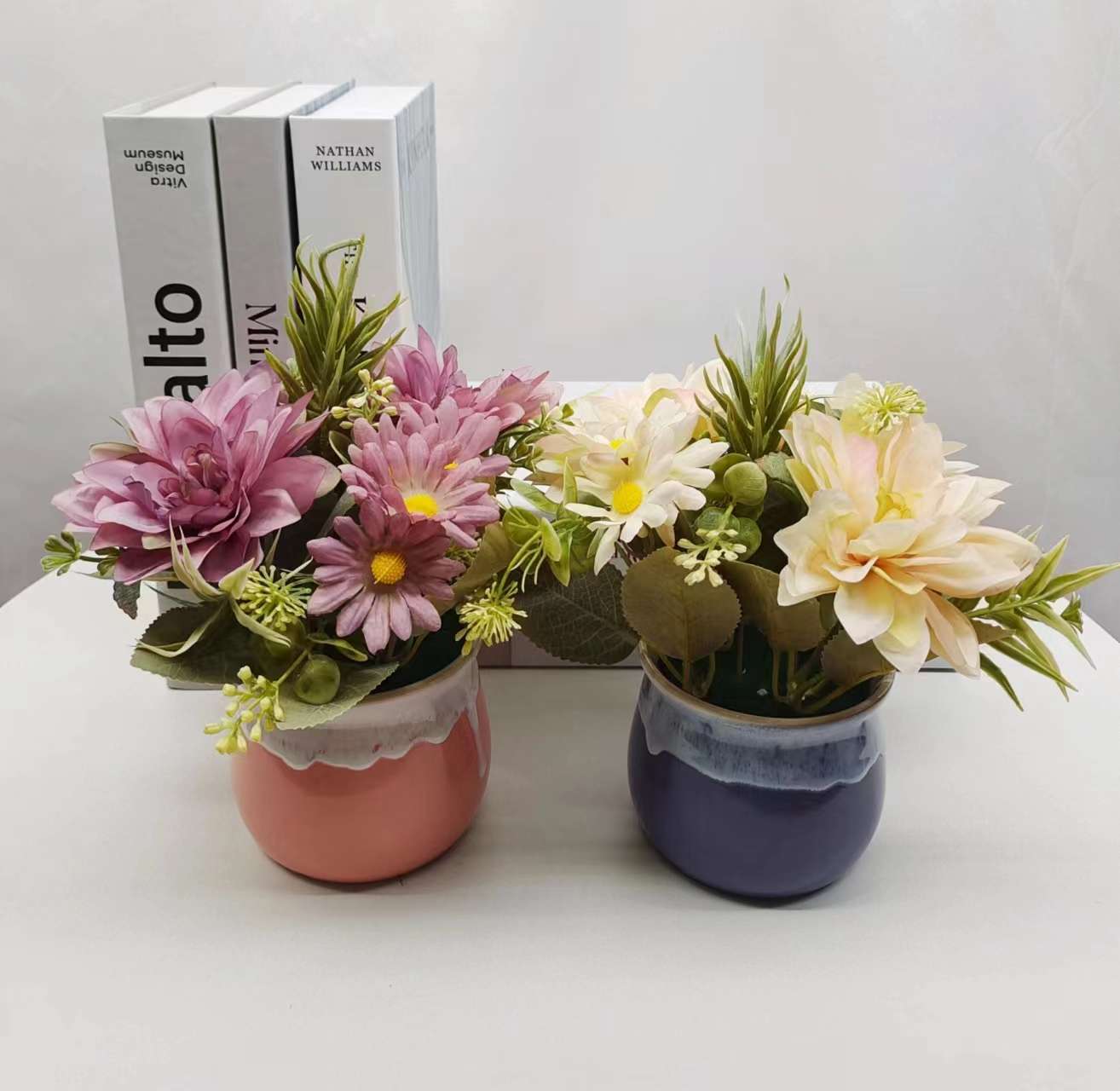Simulation Flower Set Floor-To-Ceiling Living Room Decoration Interior Decoration Plastic Flower Table Small Bonsai Flower Pot undefined