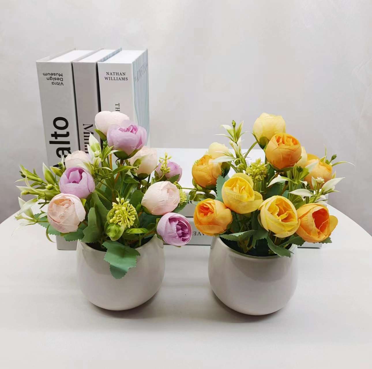 Simulation Flower Set Floor-To-Ceiling Living Room Decoration Interior Decoration Plastic Flower Table Small Bonsai Flower Pot undefined