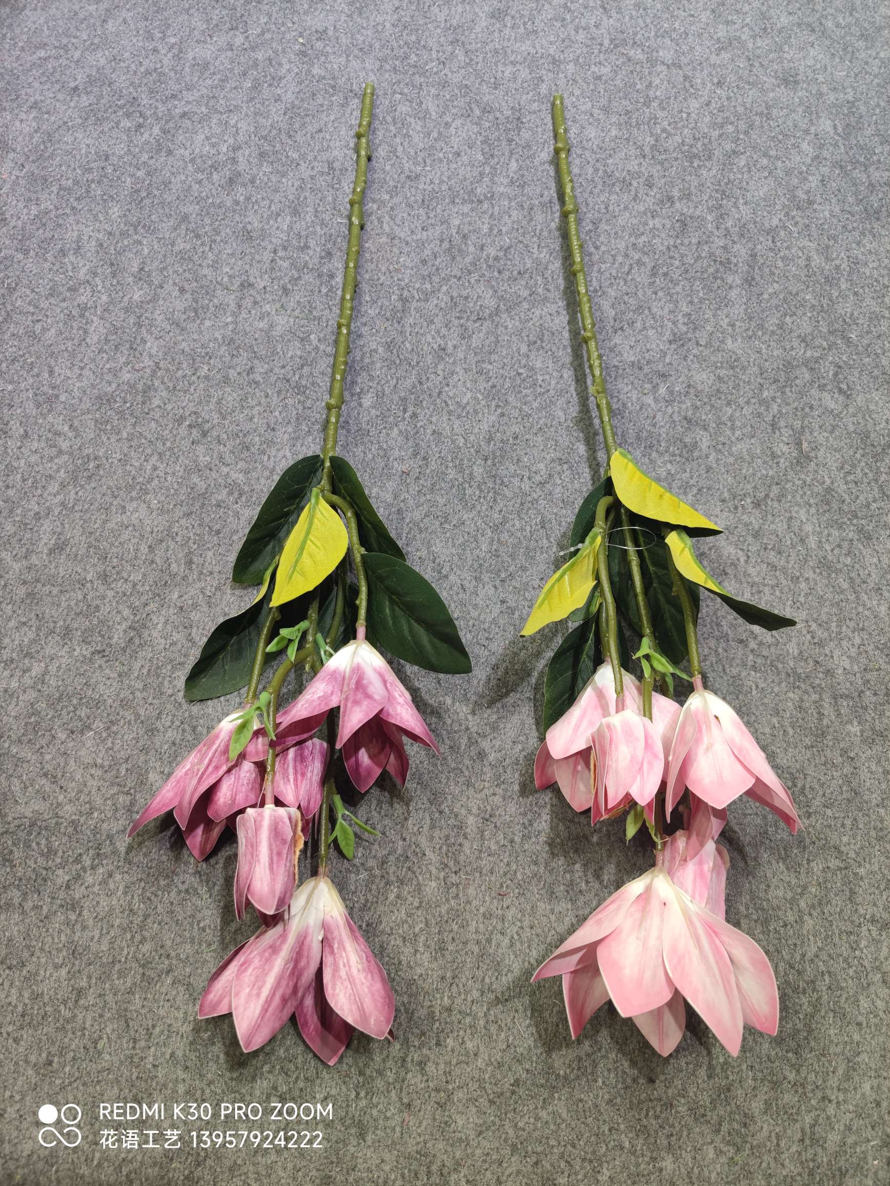 Single Branch Feel Clematis Simulation Flower 3D Printing 3-Head Vine Home Decoration Wedding Flower Arrangement Display Magnolia Flower undefined