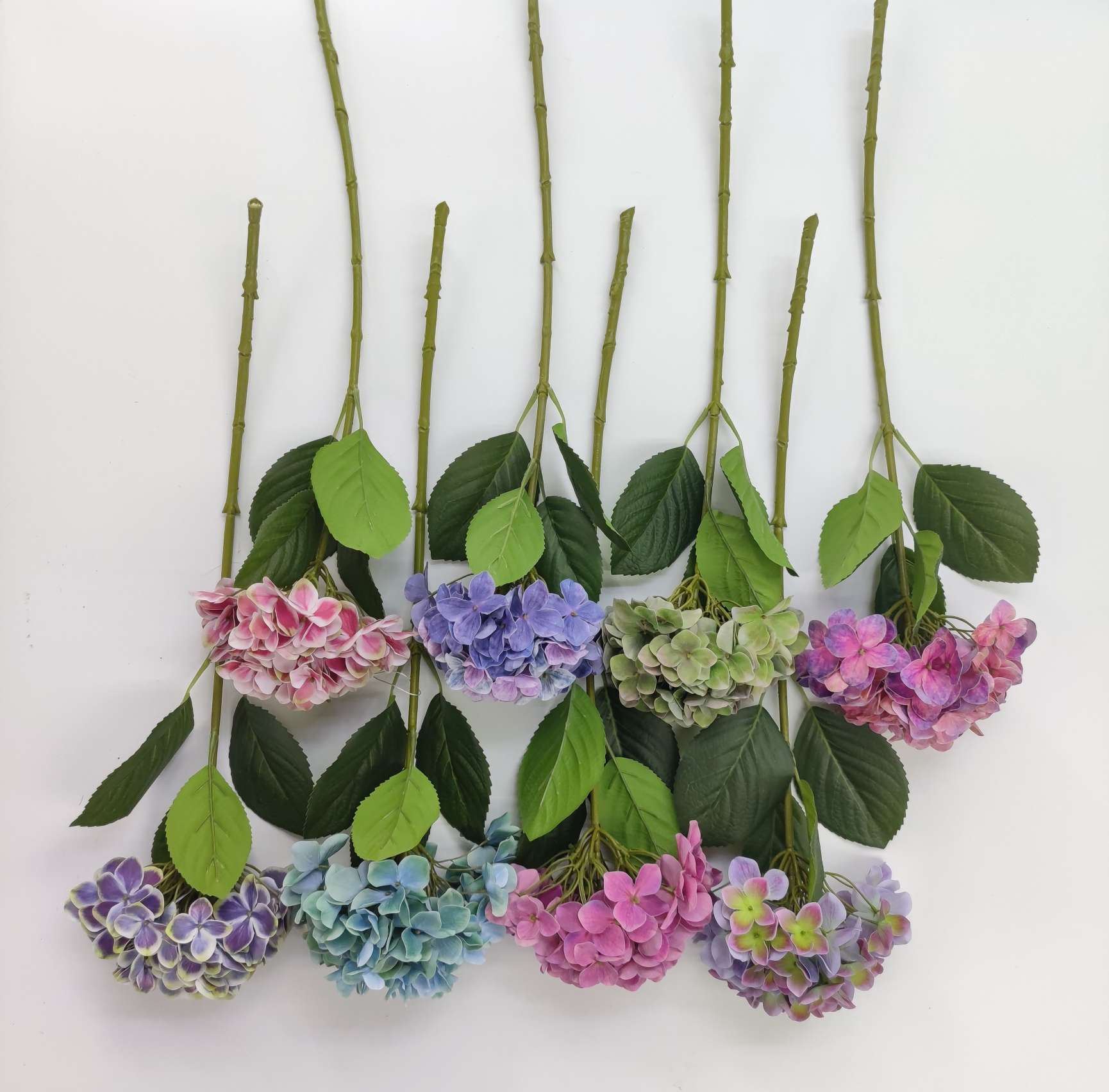 Foreign Trade Feel Hydrangea 3D Printing Tape Single Blue Purple Hydrangea Wedding Home Fake Flower Wholesale undefined